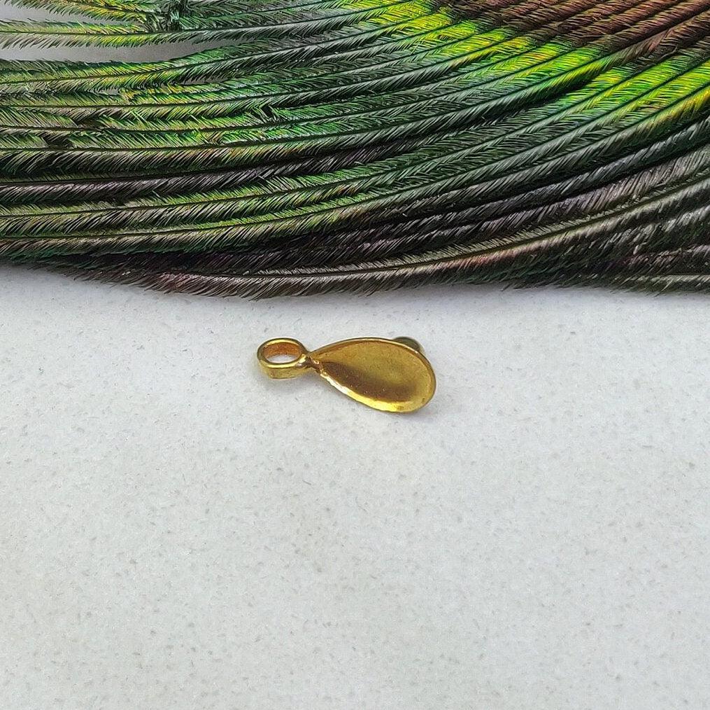 18k Yellow Gold Tear Drop Stone Charm Pendent 7mm - Kanika Creations
