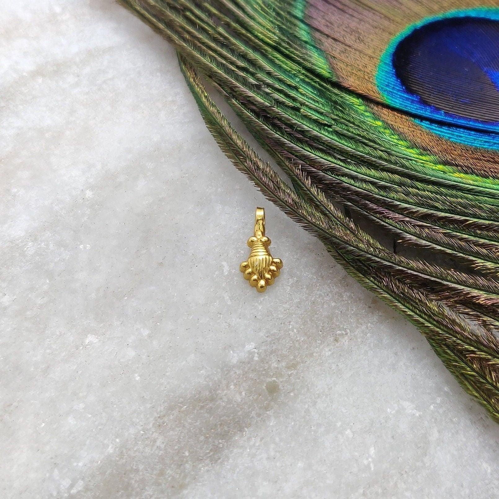 18K Solid Yellow Gold Fancy Charm 11x5mm - Kanika Creations