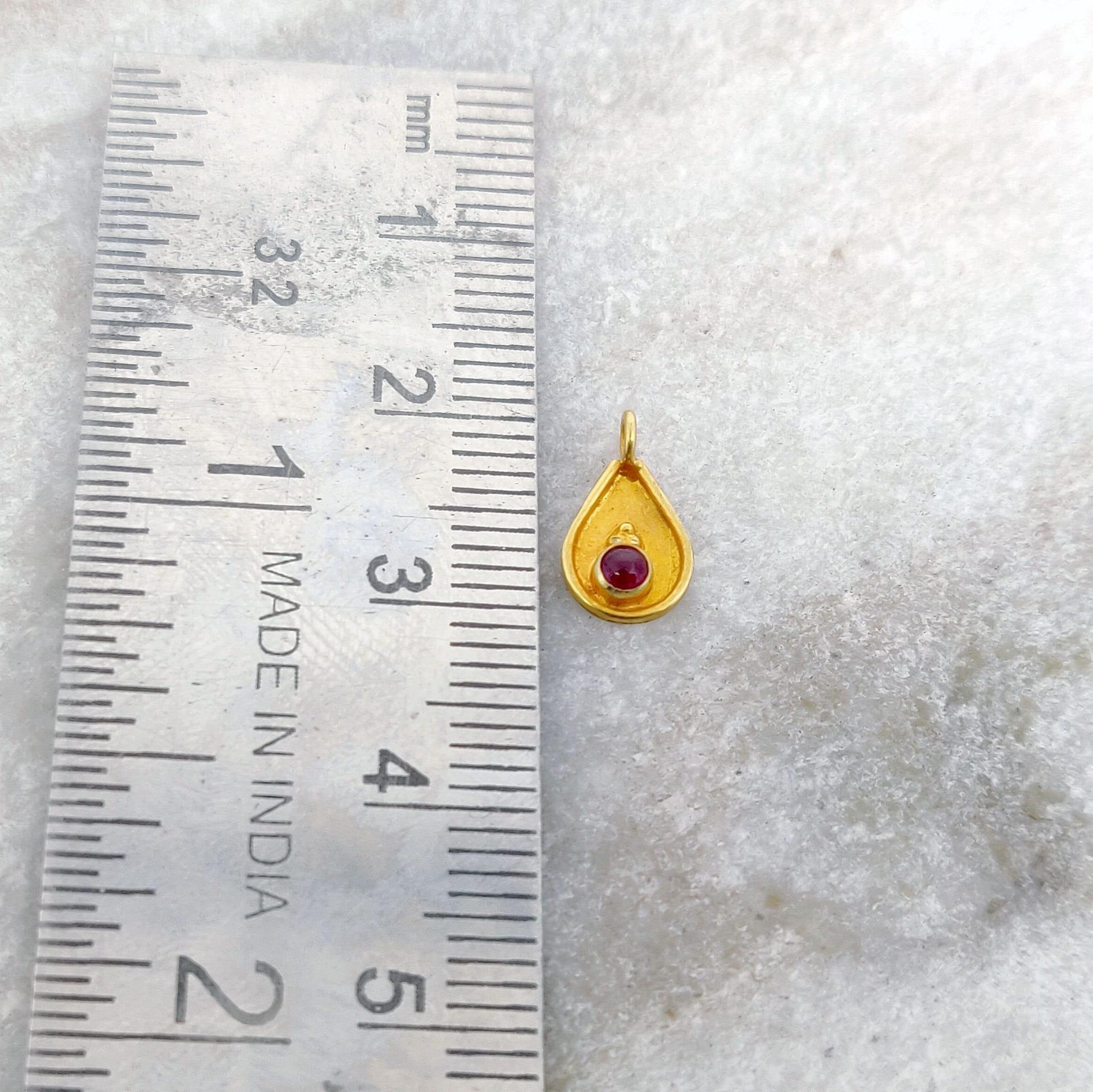 18K Solid Yellow Gold Teardrop Charm Pendant 6x10mm - Kanika Creations