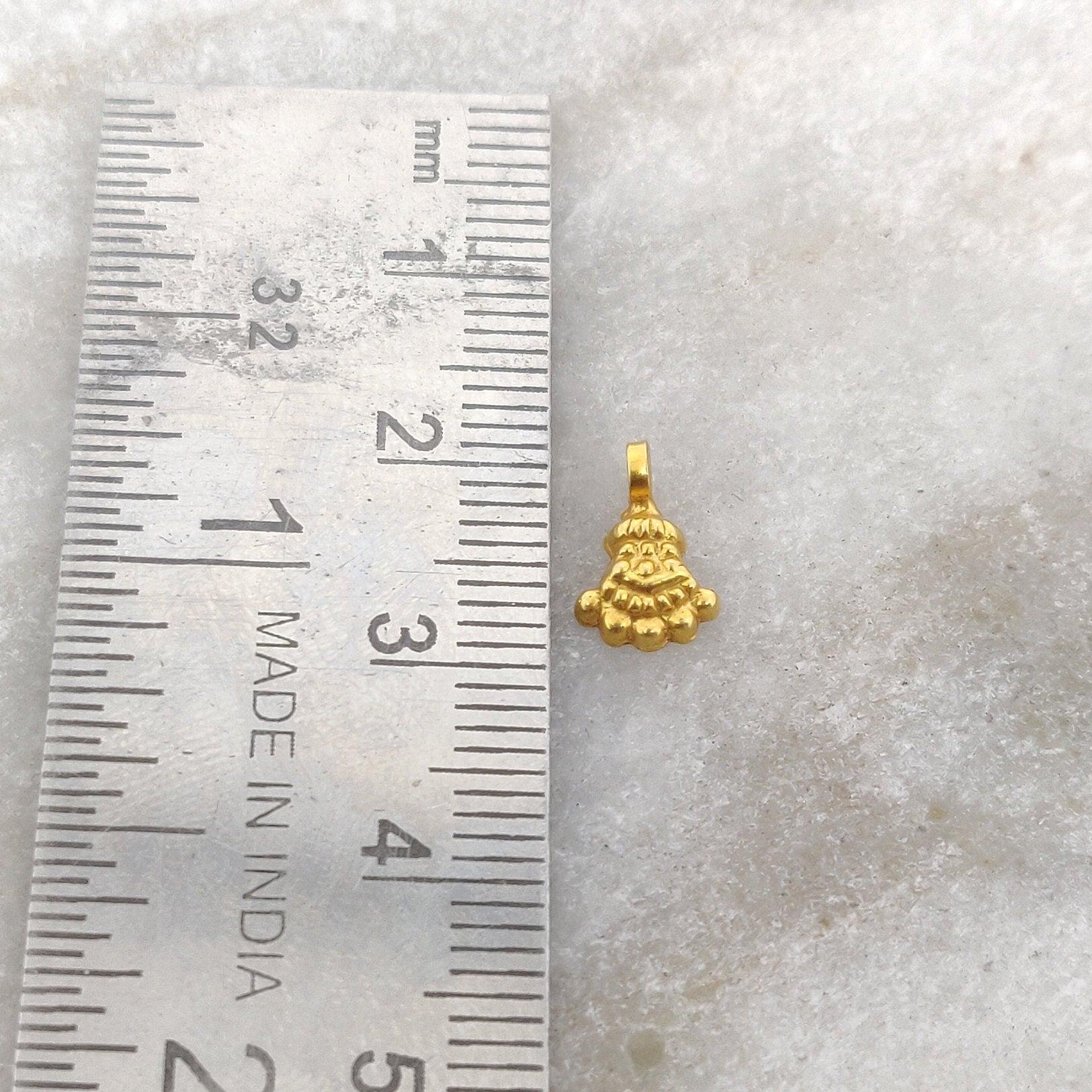 18k Solid Yellow Gold Antique Bail Charm Pendant 9x6mm - Kanika Creations
