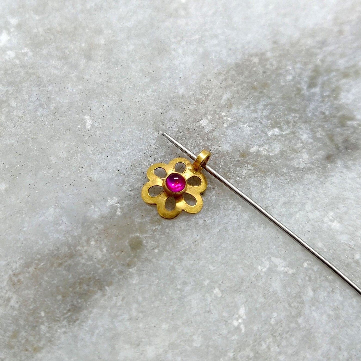 18k Gold Flower Charm Pendant DIY Necklace Jewelry 8mm - Kanika Creations