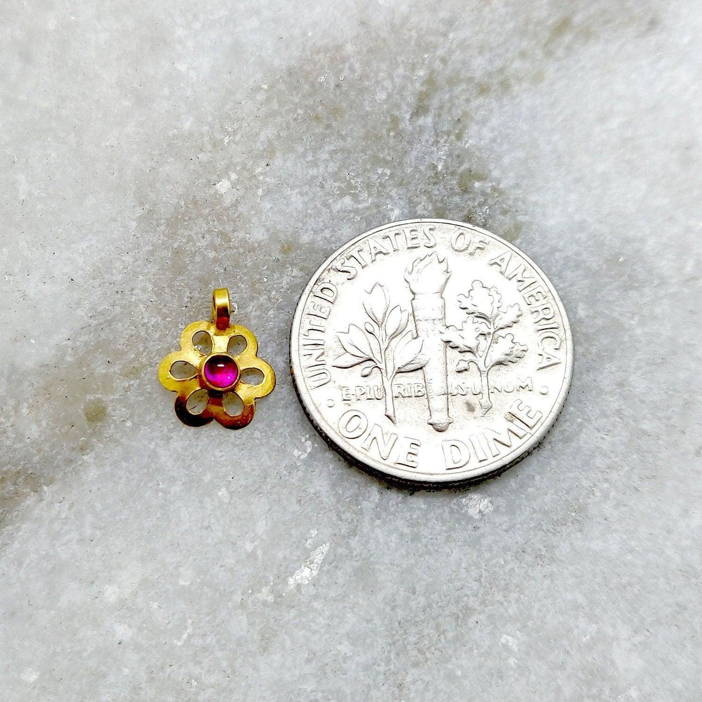 18k Gold Flower Charm Pendant DIY Necklace Jewelry 8mm - Kanika Creations
