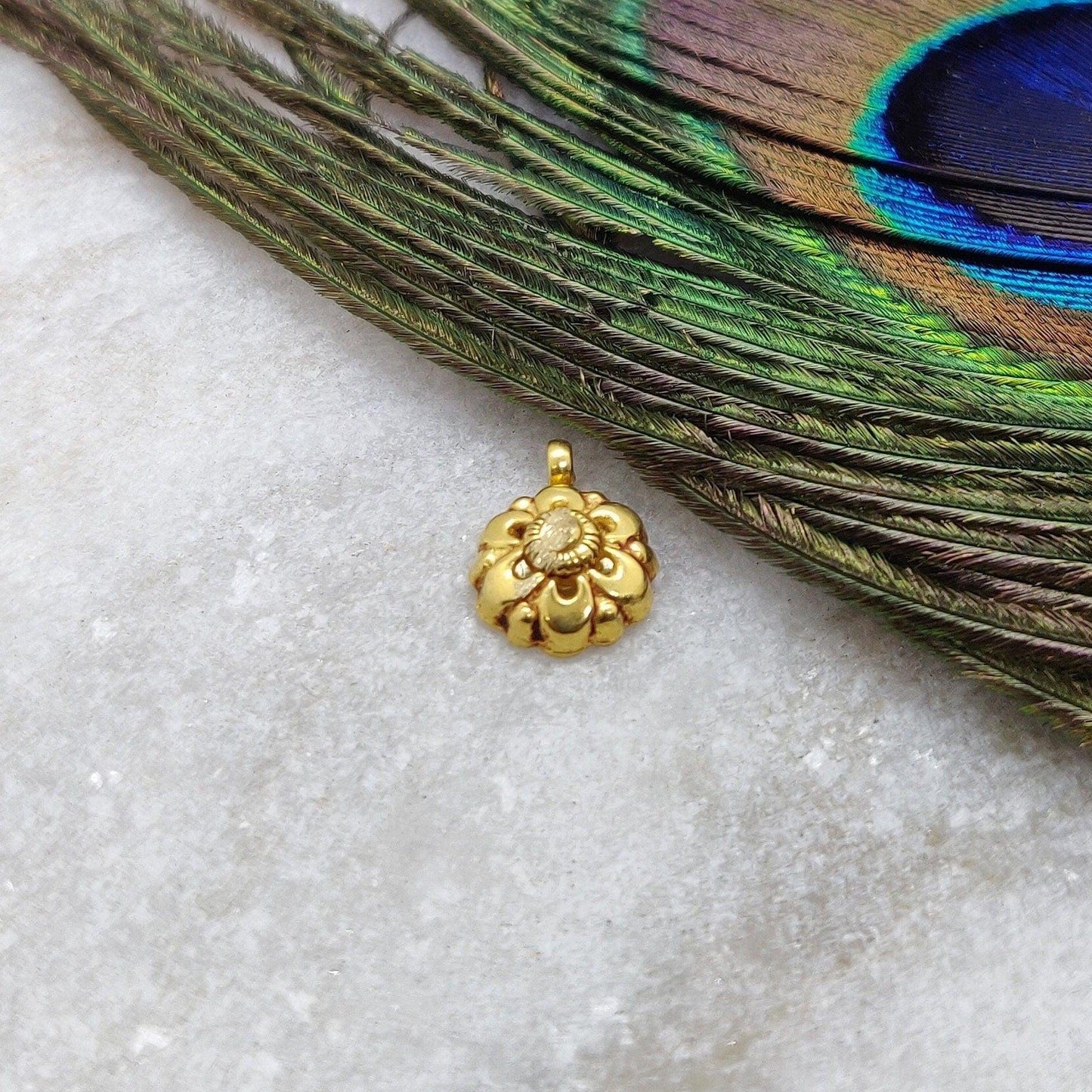 18k Yellow Gold Fancy Beading Charm - Kanika Creations