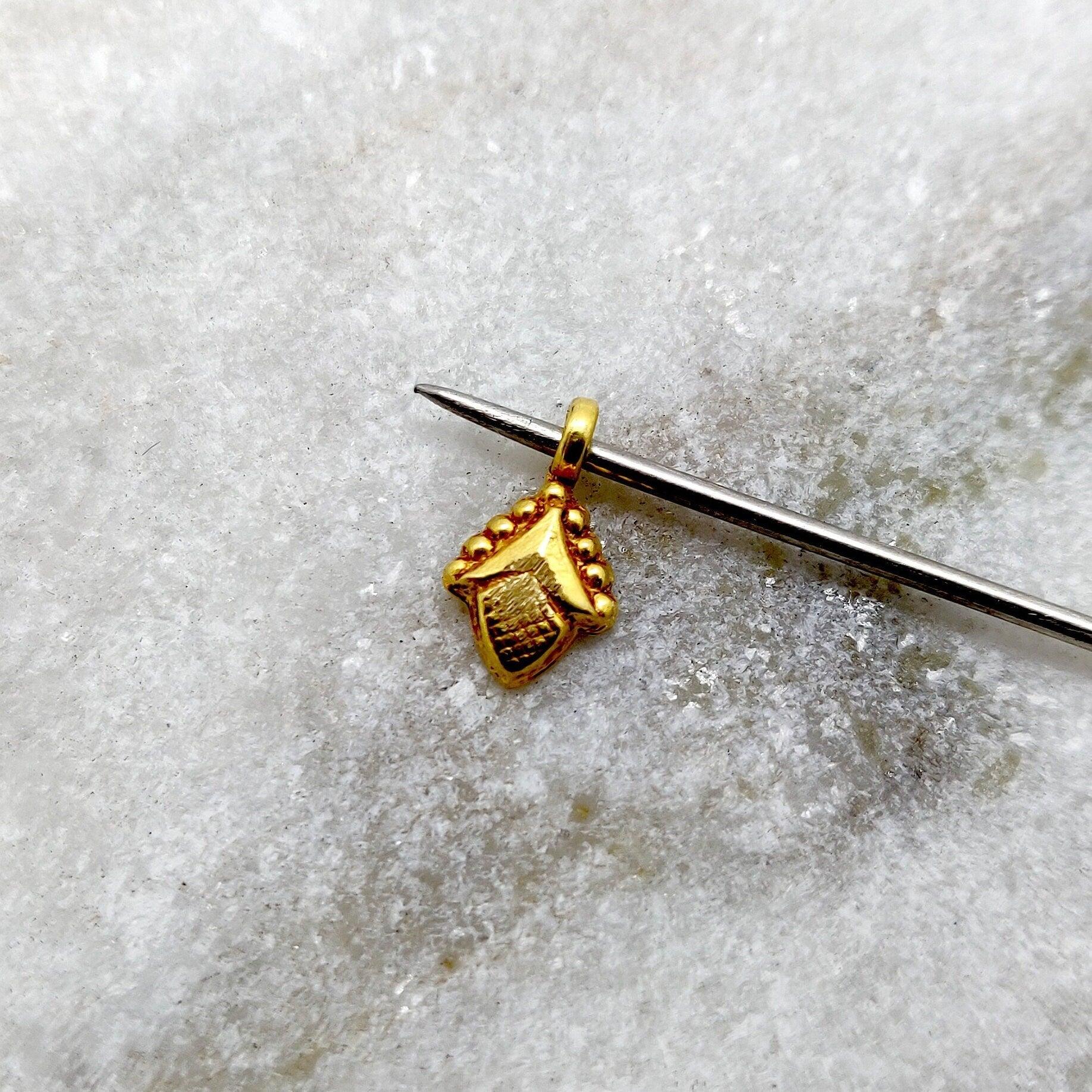 18k Solid Yellow Gold Fancy Charm Pendant 6mm - Kanika Creations