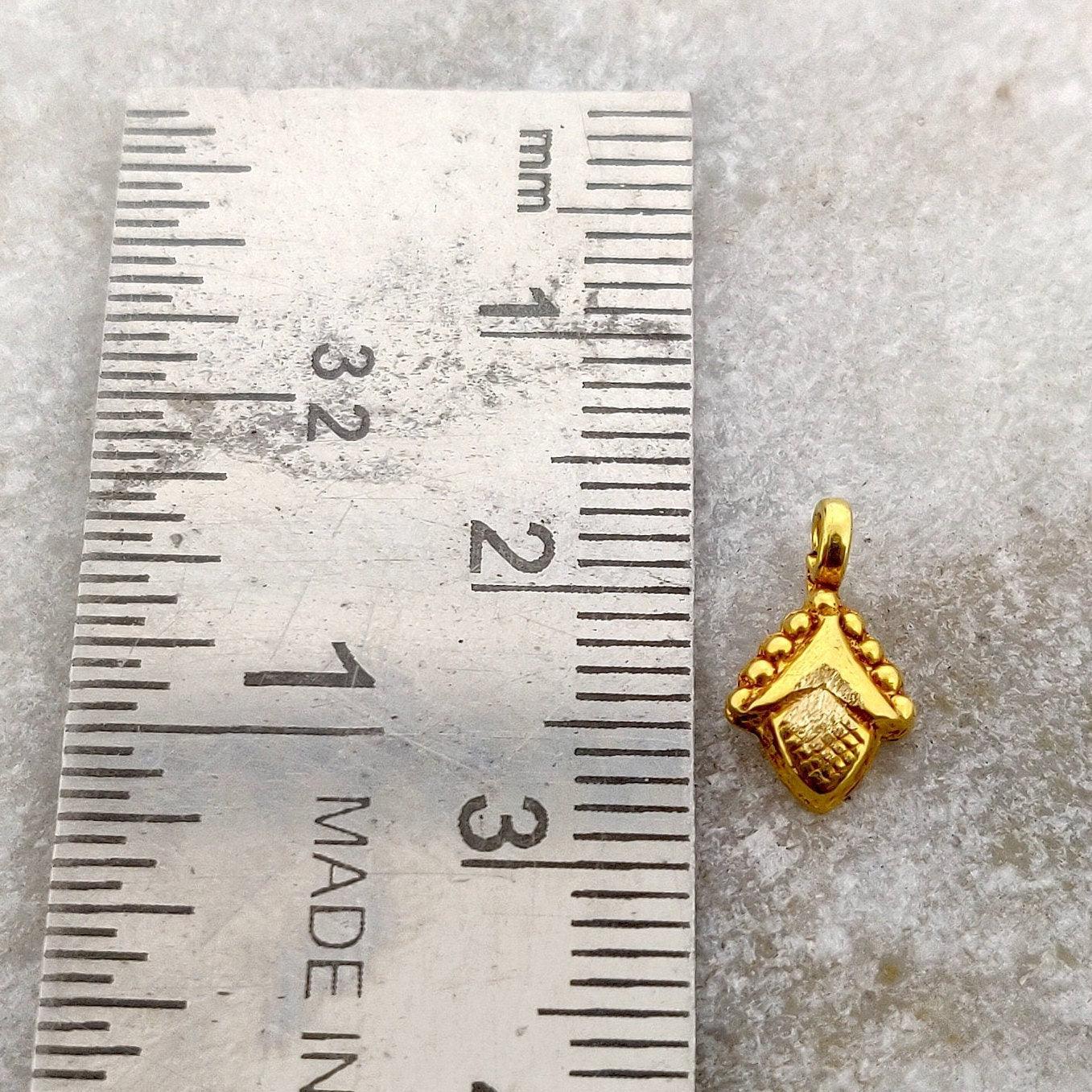 18k Solid Yellow Gold Fancy Charm Pendant 6mm - Kanika Creations