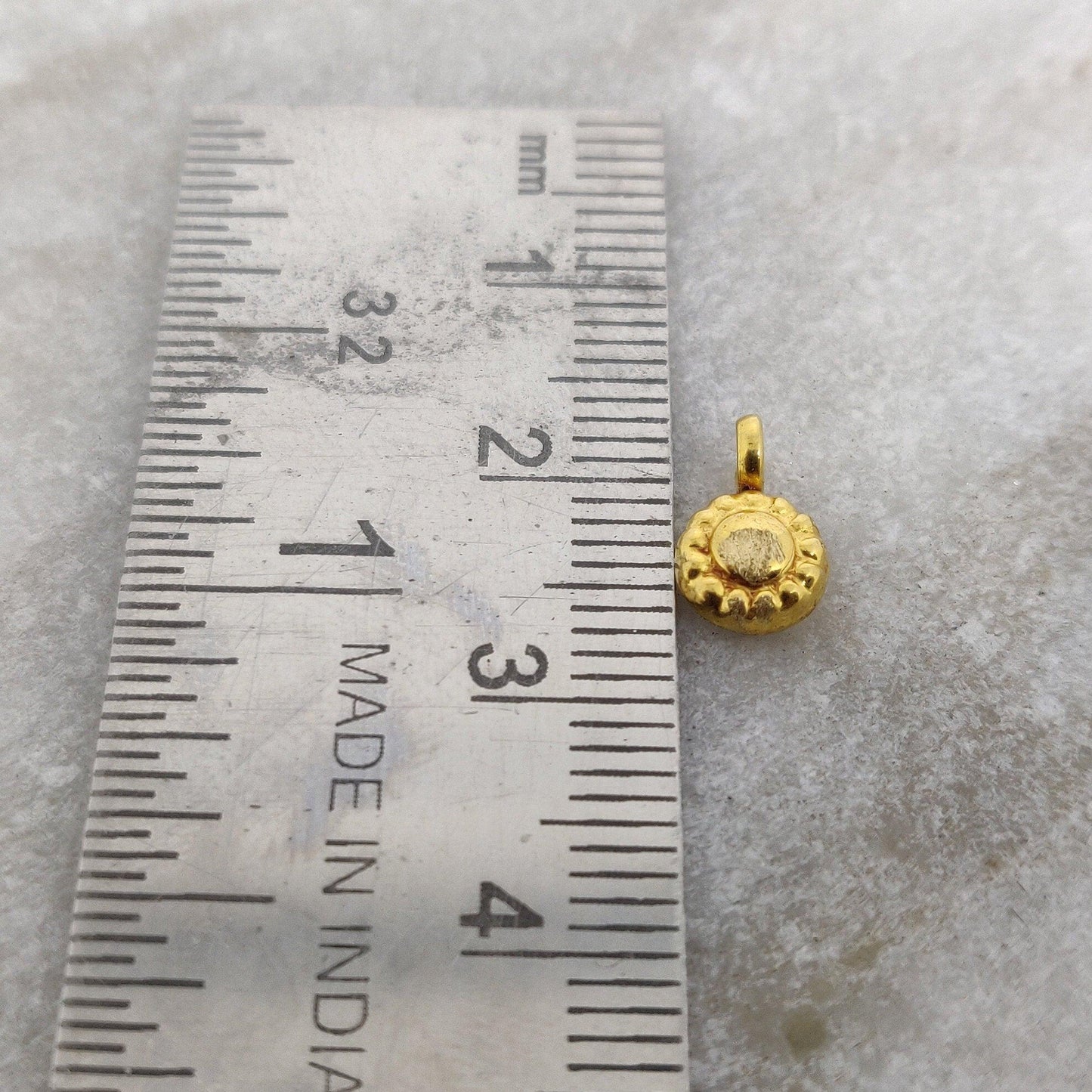18k Solid Yellow Gold Fancy Charm 3x6mm - Kanika Creations