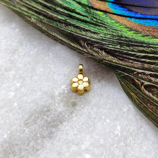 18k Solid Yellow Gold DIY Jewelry Charm Pendant 6mm - Kanika Creations