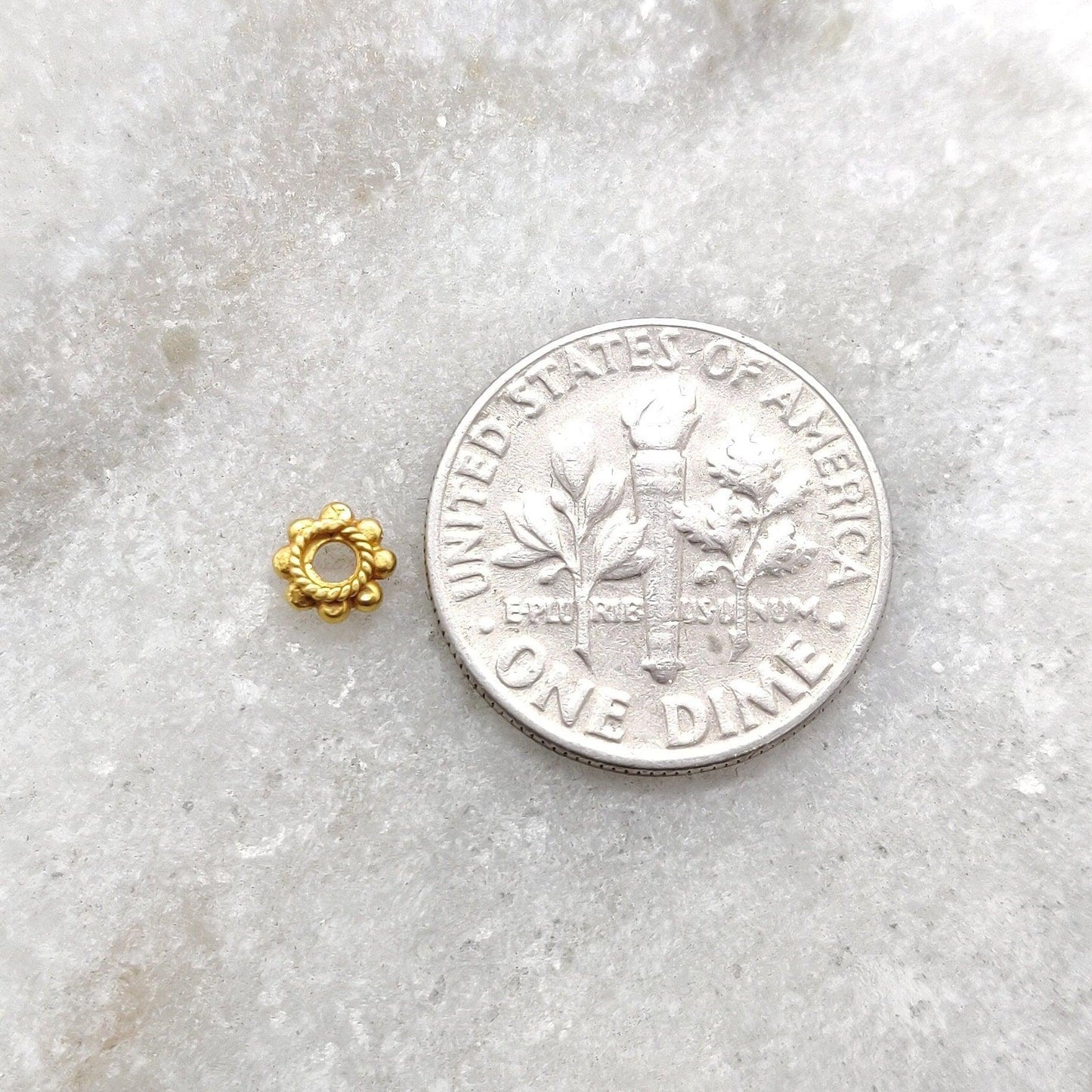 18k Yellow Gold Round Wheel Spacer Beads Finding 4mm - Kanika Creations