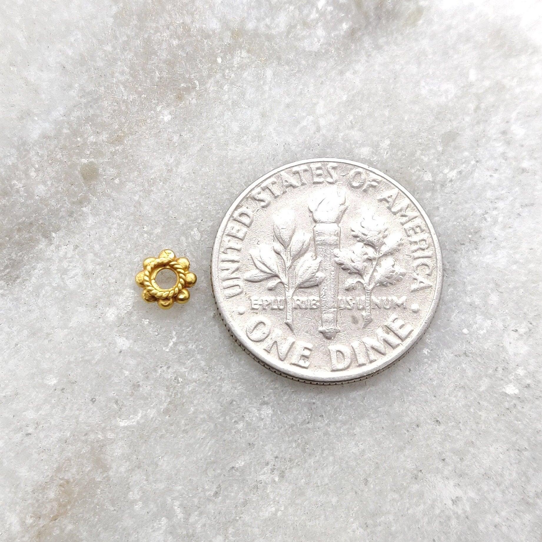 18k Yellow Gold Round Wheel Spacer Beads Finding 4mm - Kanika Creations