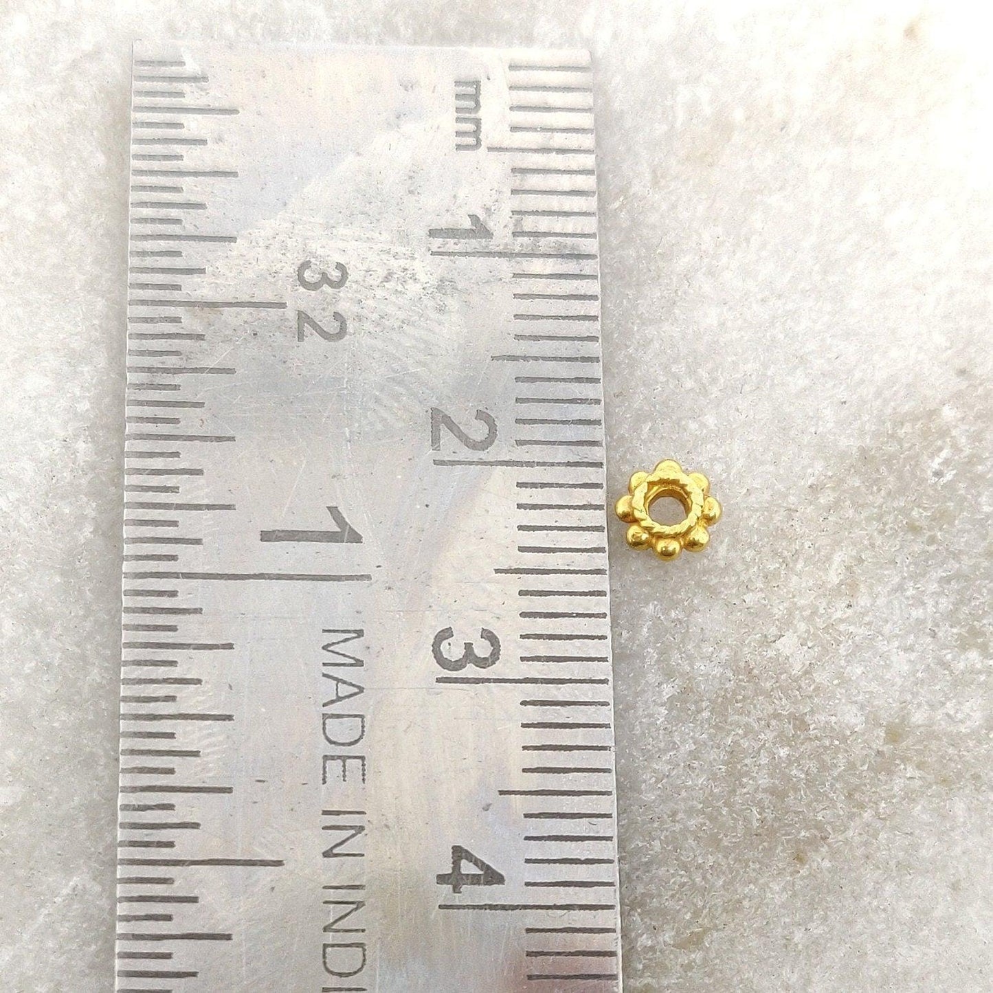 18k Yellow Gold Round Wheel Spacer Beads Finding 4mm - Kanika Creations