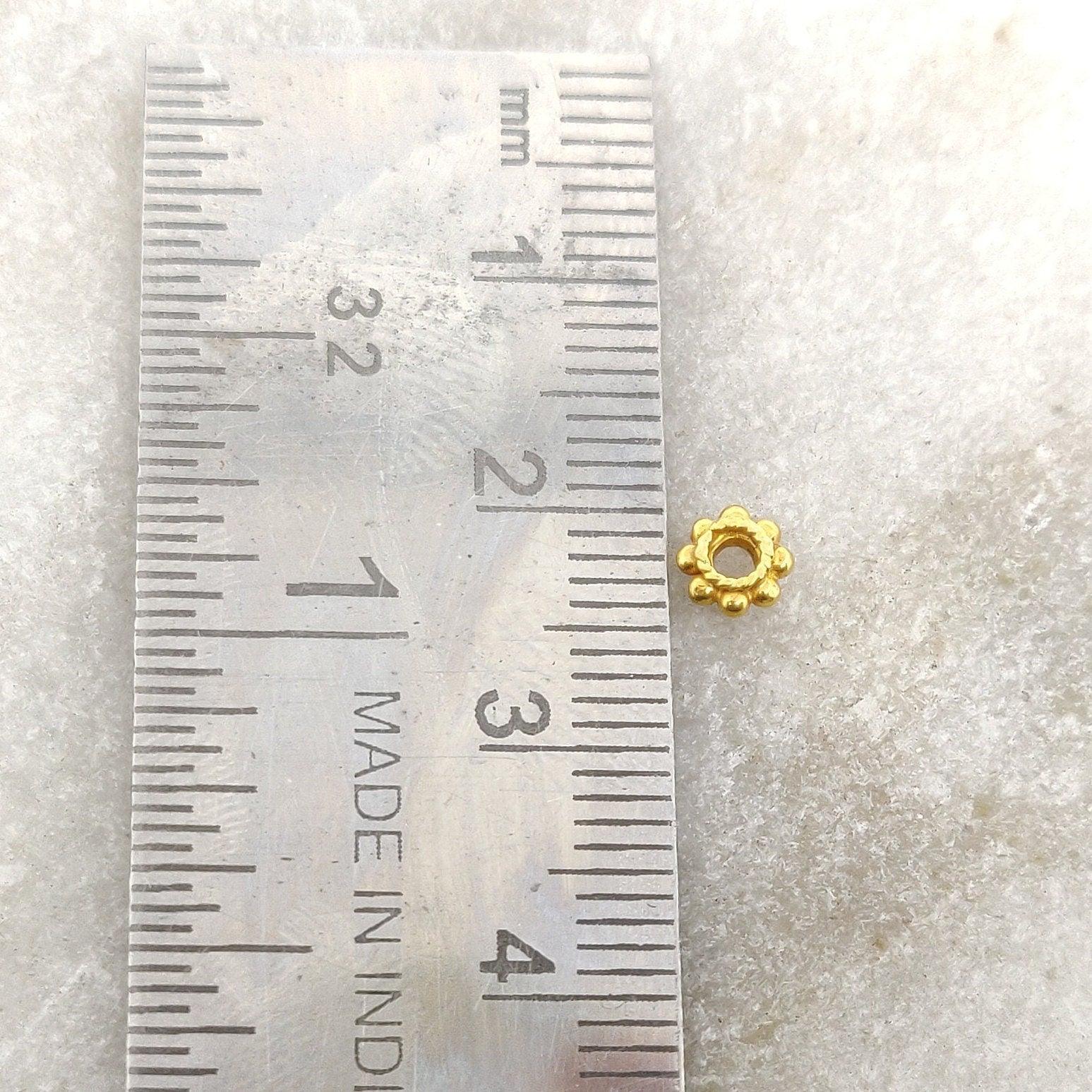 18k Yellow Gold Round Wheel Spacer Beads Finding 4mm - Kanika Creations
