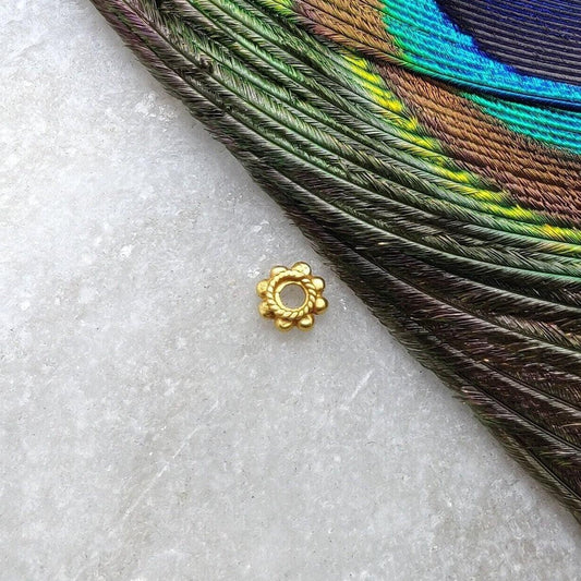 18k Yellow Gold Round Wheel Spacer Beads Finding 4mm - Kanika Creations