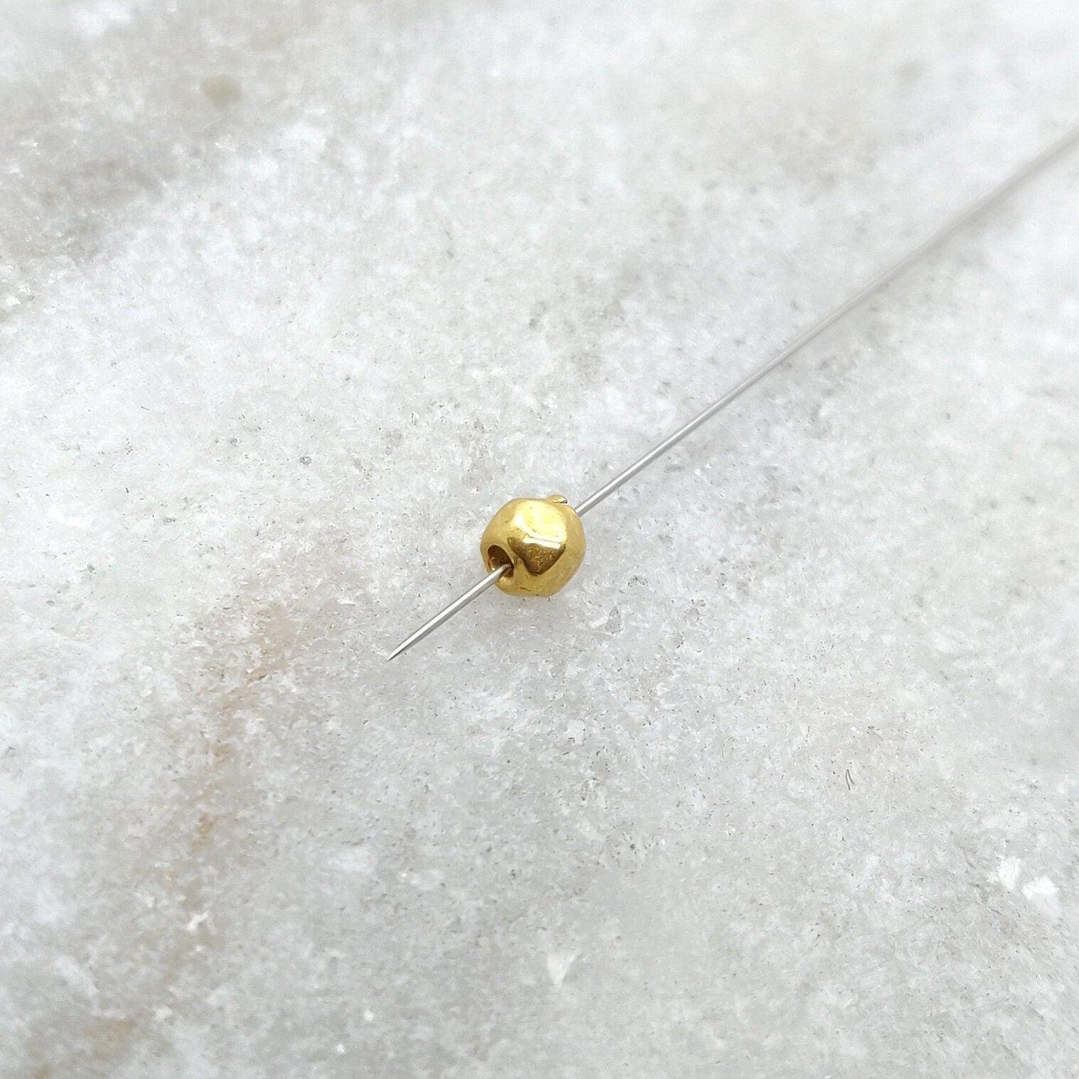18k Solid Yellow Gold Spacer Beads-3mm Sold as 4pcs - Kanika Creations