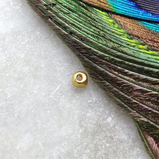 18k Solid Yellow Gold Spacer Beads-3mm Sold as 4pcs - Kanika Creations