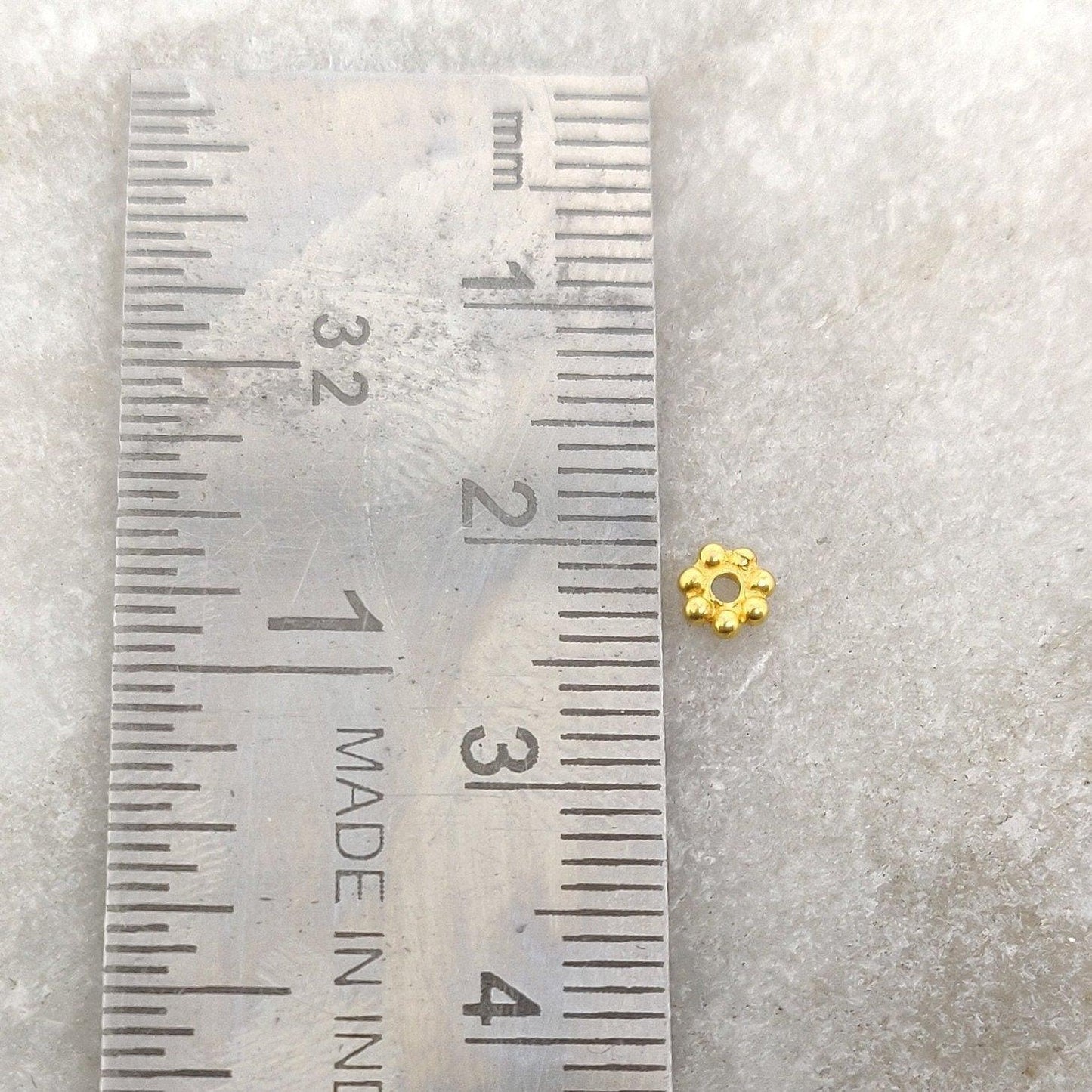 18k Yellow Gold Wheel Spacer Bead Sold in 2pcs - Kanika Creations