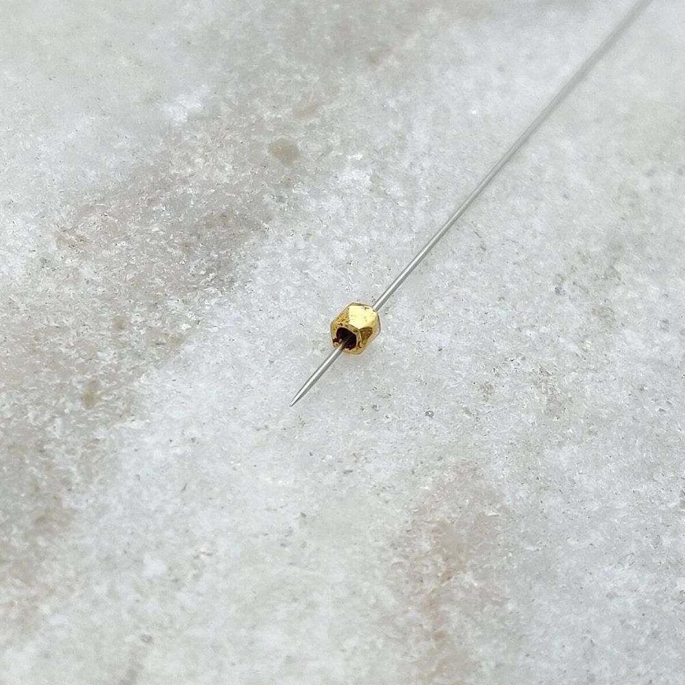 18K Yellow Gold Faceted Nugget Spacer Beads Finding 2mm - Kanika Creations