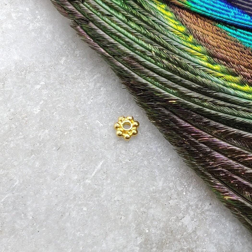 18k Solid Yellow Gold 3mm Spacer Bead Sold in 4pcs - Kanika Creations