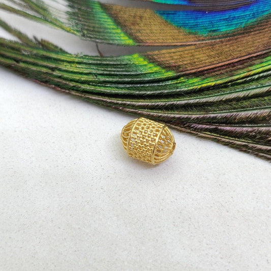 8x10 mm 18k Yellow Gold Fancy Tube Mesh Beads - Kanika Creations