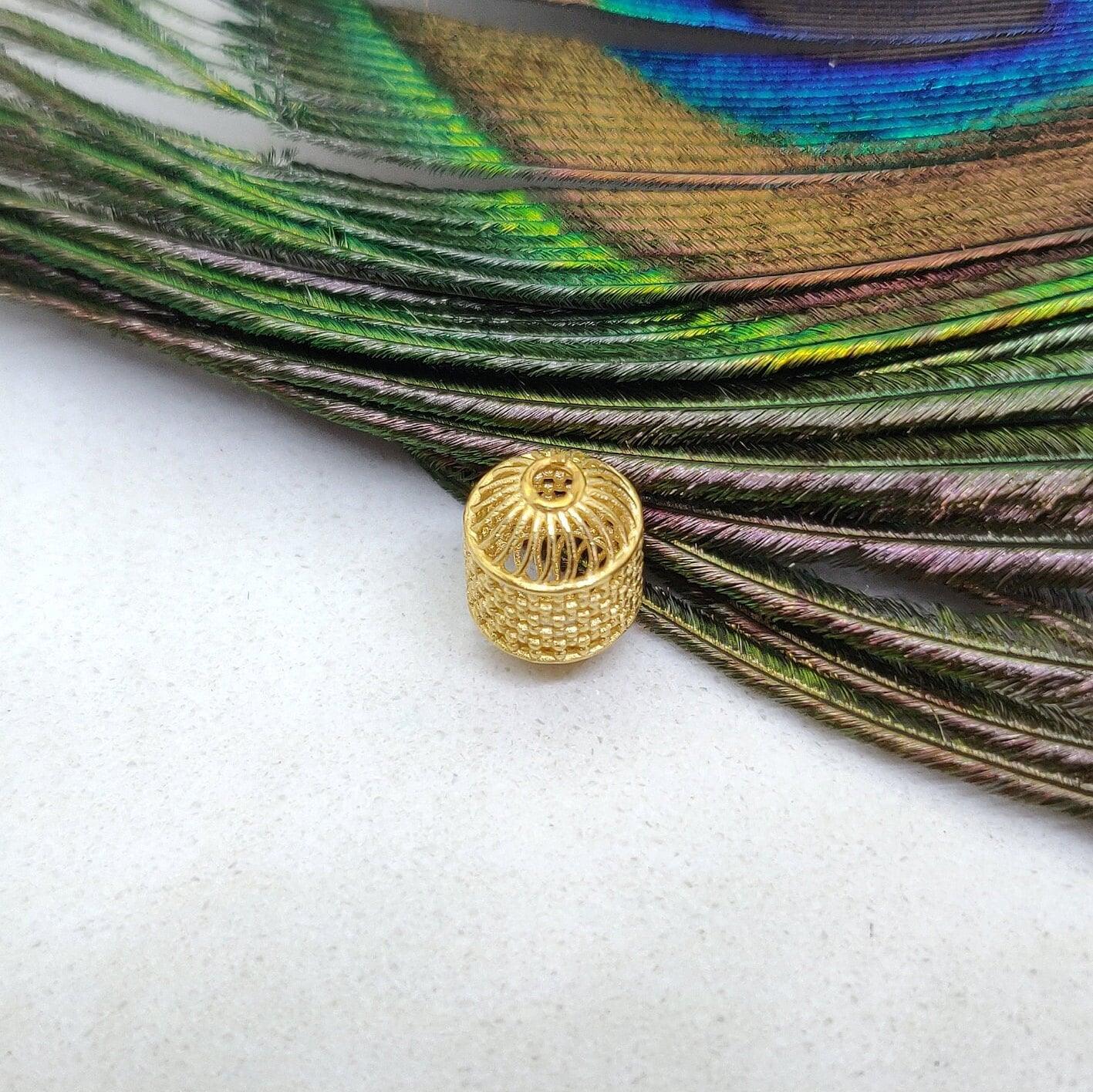 8x10 mm 18k Yellow Gold Fancy Tube Mesh Beads - Kanika Creations