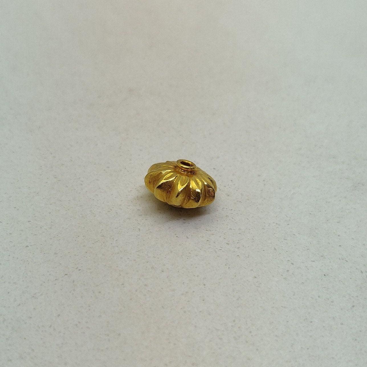18k Yellow Gold Sun Shape Spacer Bead Finding 9mm - Kanika Creations