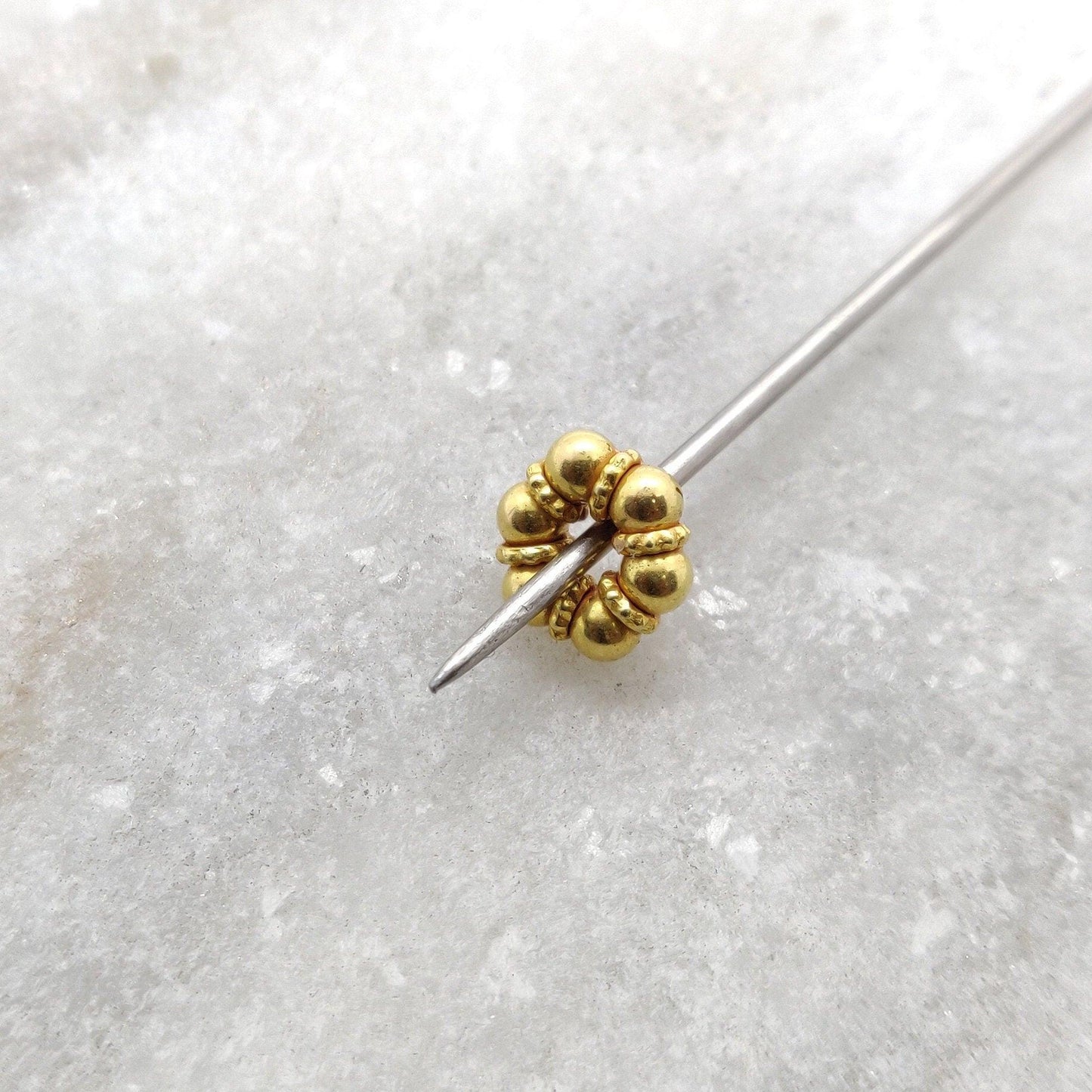 18k Yellow Gold Wheel Spacer Beads Jewelry Finding Craft 7mm - Kanika Creations