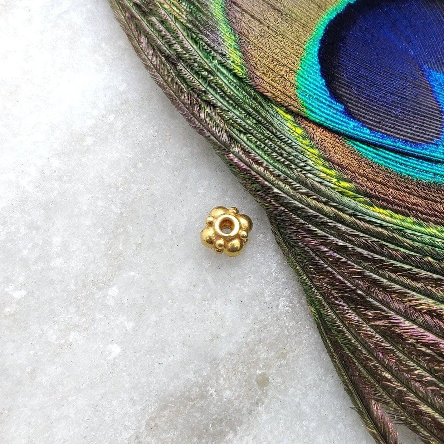 18k Yellow Gold Wheel Spacer Flower Beads 4x5mm - Kanika Creations