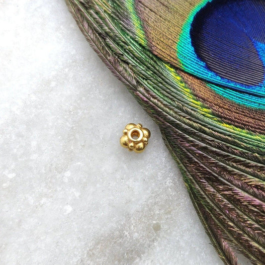18k Yellow Gold Wheel Spacer Flower Beads 4x5mm - Kanika Creations