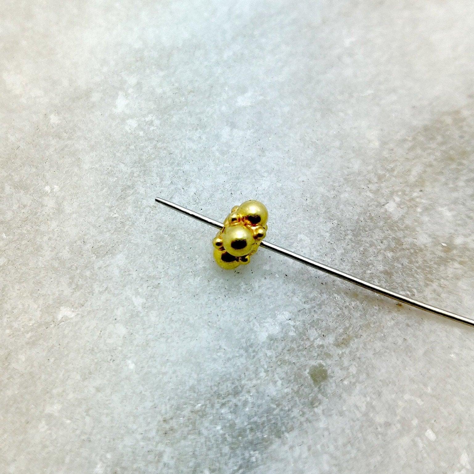 18k Solid Yellow Floral Spacer Ball Beads 4x5mm - Kanika Creations