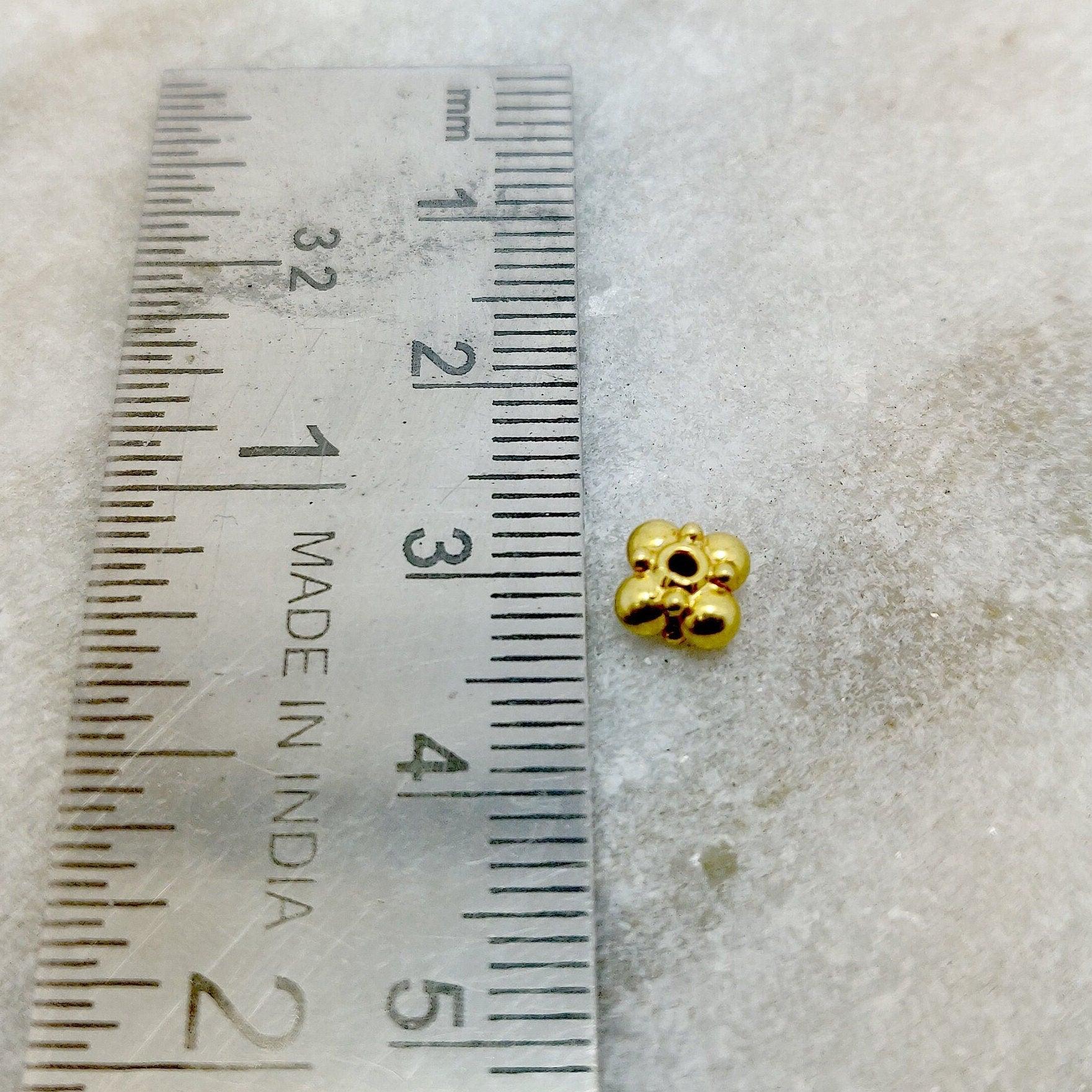 18k Solid Yellow Floral Spacer Ball Beads 4x5mm - Kanika Creations