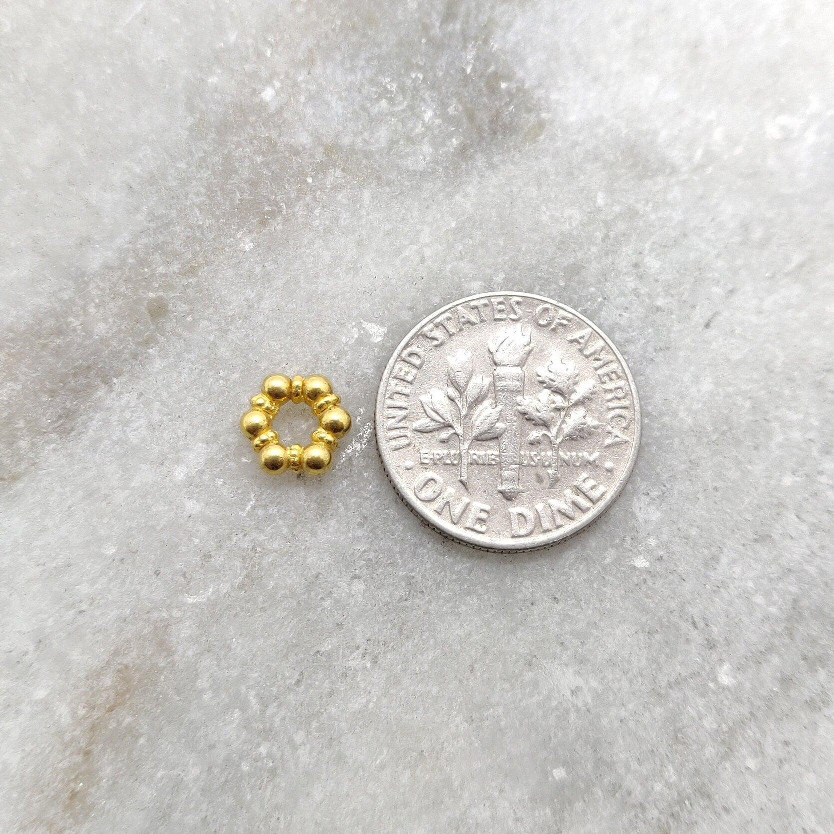 18k Solid Yellow Gold Wheel Spacer Beads 7MM - Kanika Creations