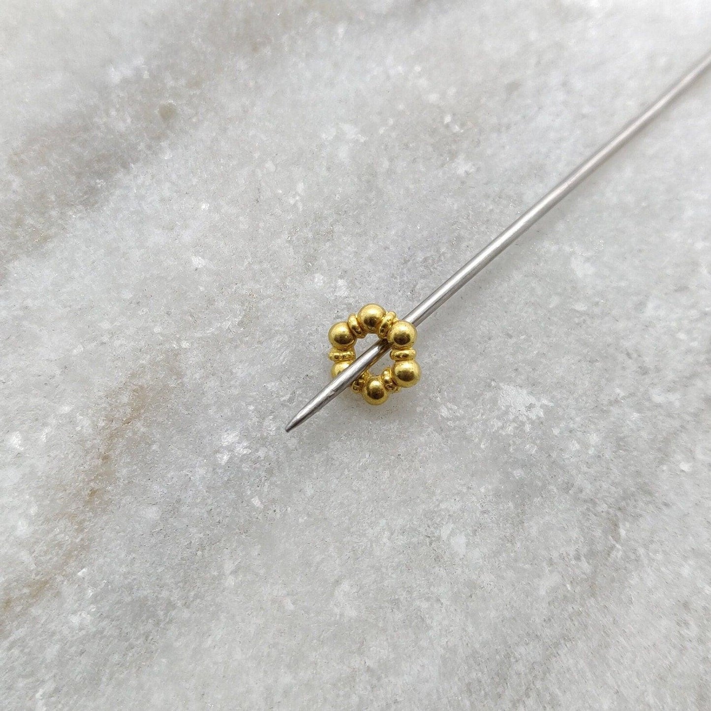 18k Solid Yellow Gold Wheel Spacer Beads 7MM - Kanika Creations