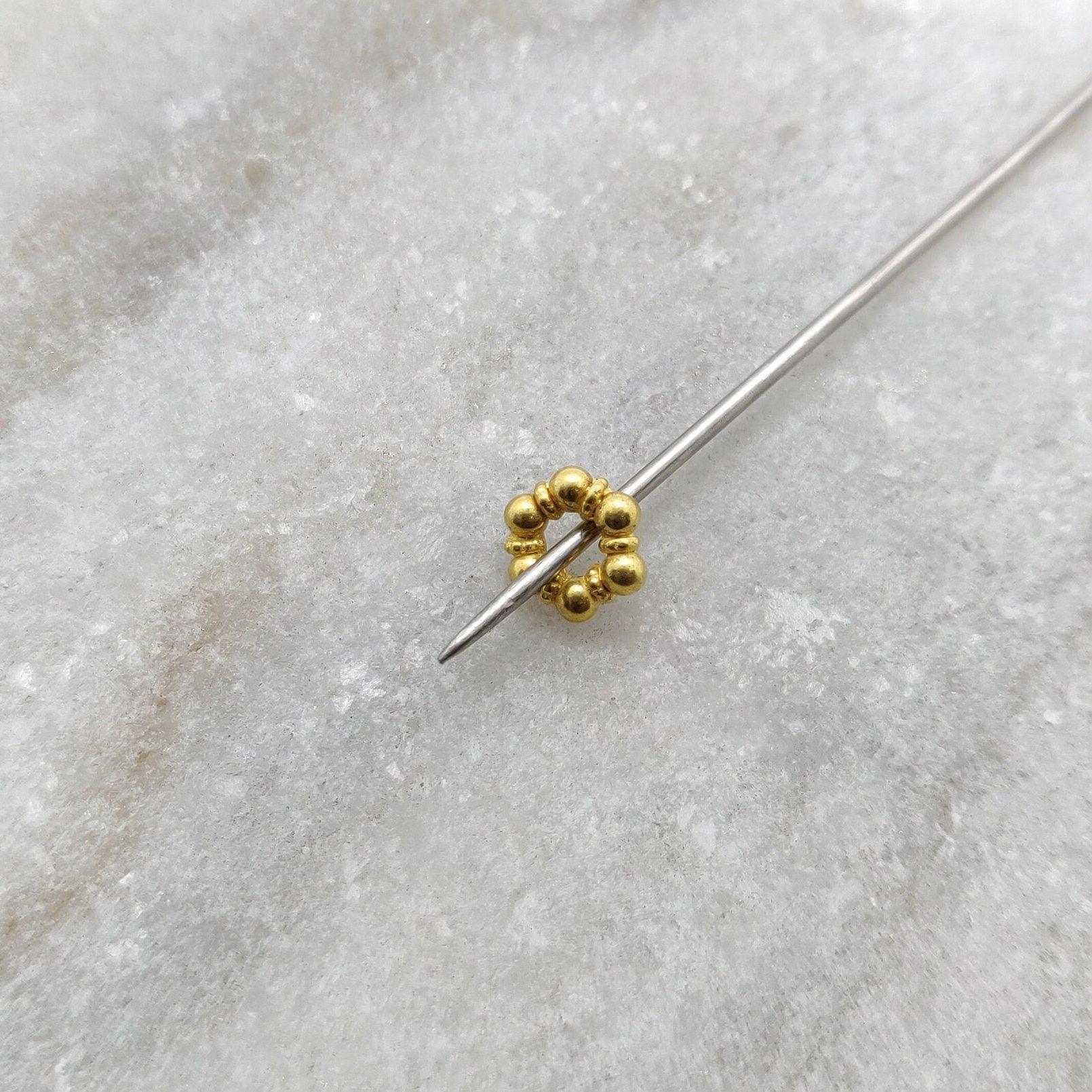 18k Solid Yellow Gold Wheel Spacer Beads 7MM - Kanika Creations