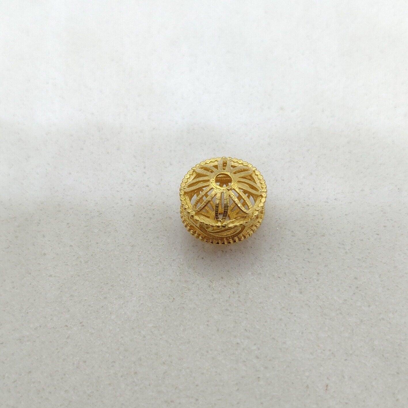 18k Yellow Gold Wheel Design Spacer Beads Supply 10mm - Kanika Creations