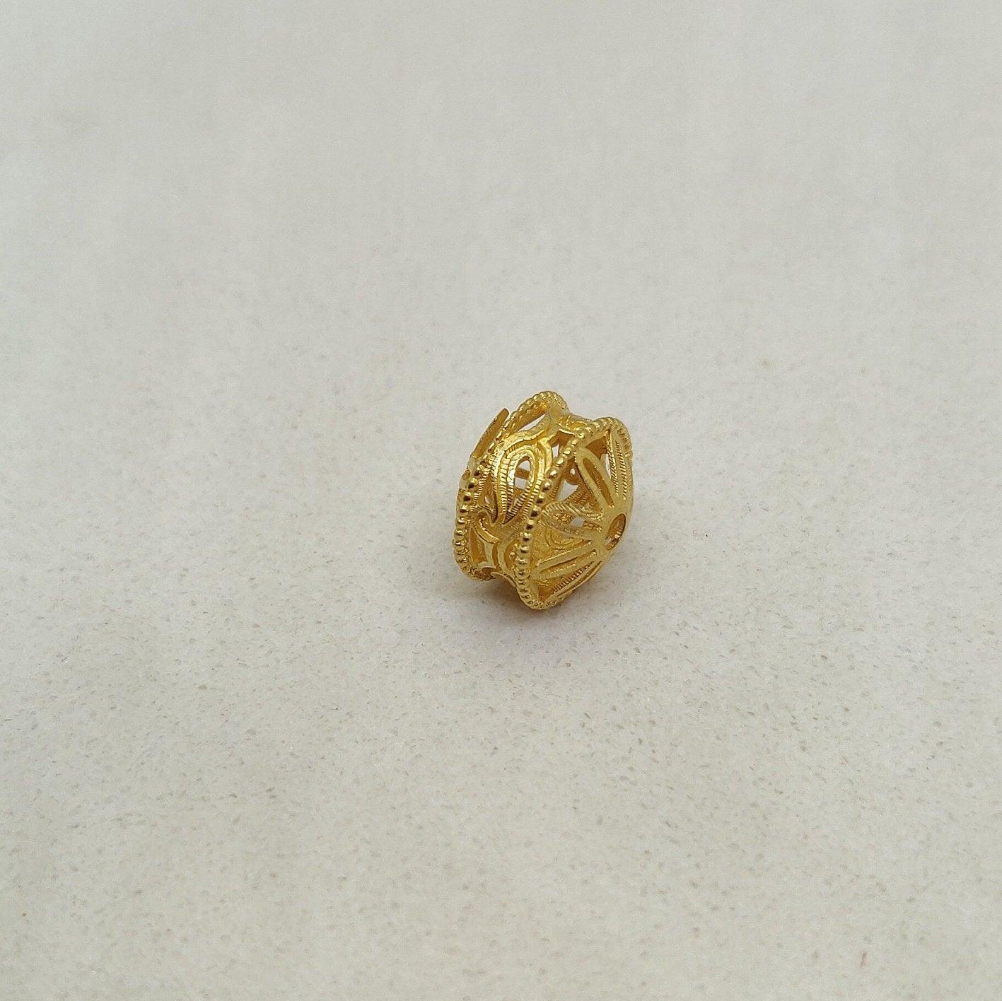 18k Yellow Gold Wheel Design Spacer Beads Supply 10mm - Kanika Creations