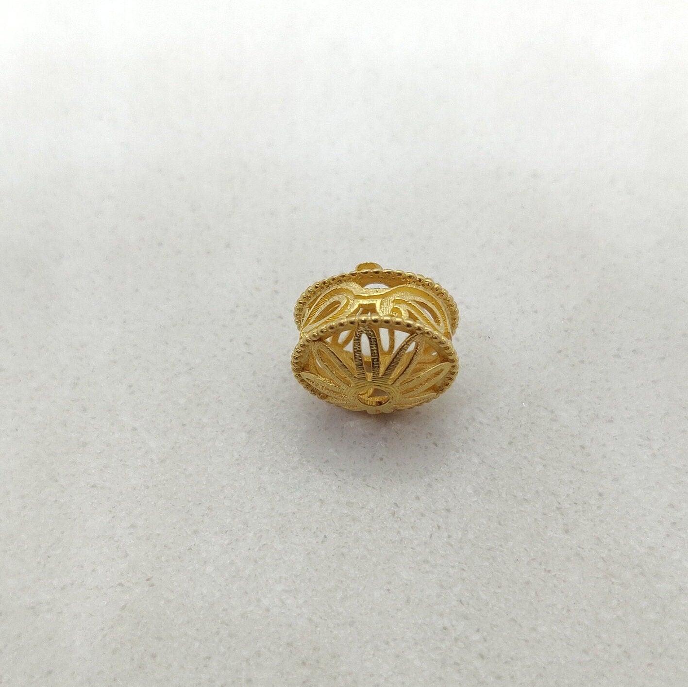 18k Yellow Gold Wheel Design Spacer Beads Supply 10mm - Kanika Creations