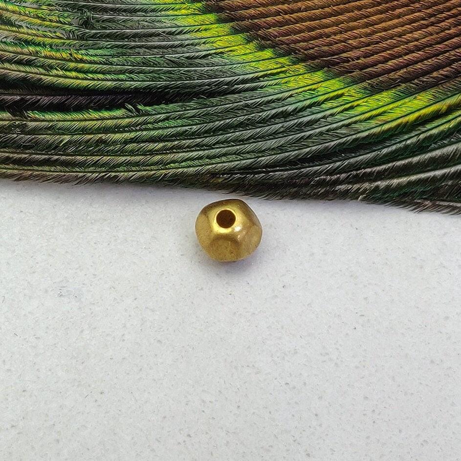 18k Solid Yellow Gold Faceted Fancy Spacer Bead, 5MM - Kanika Creations