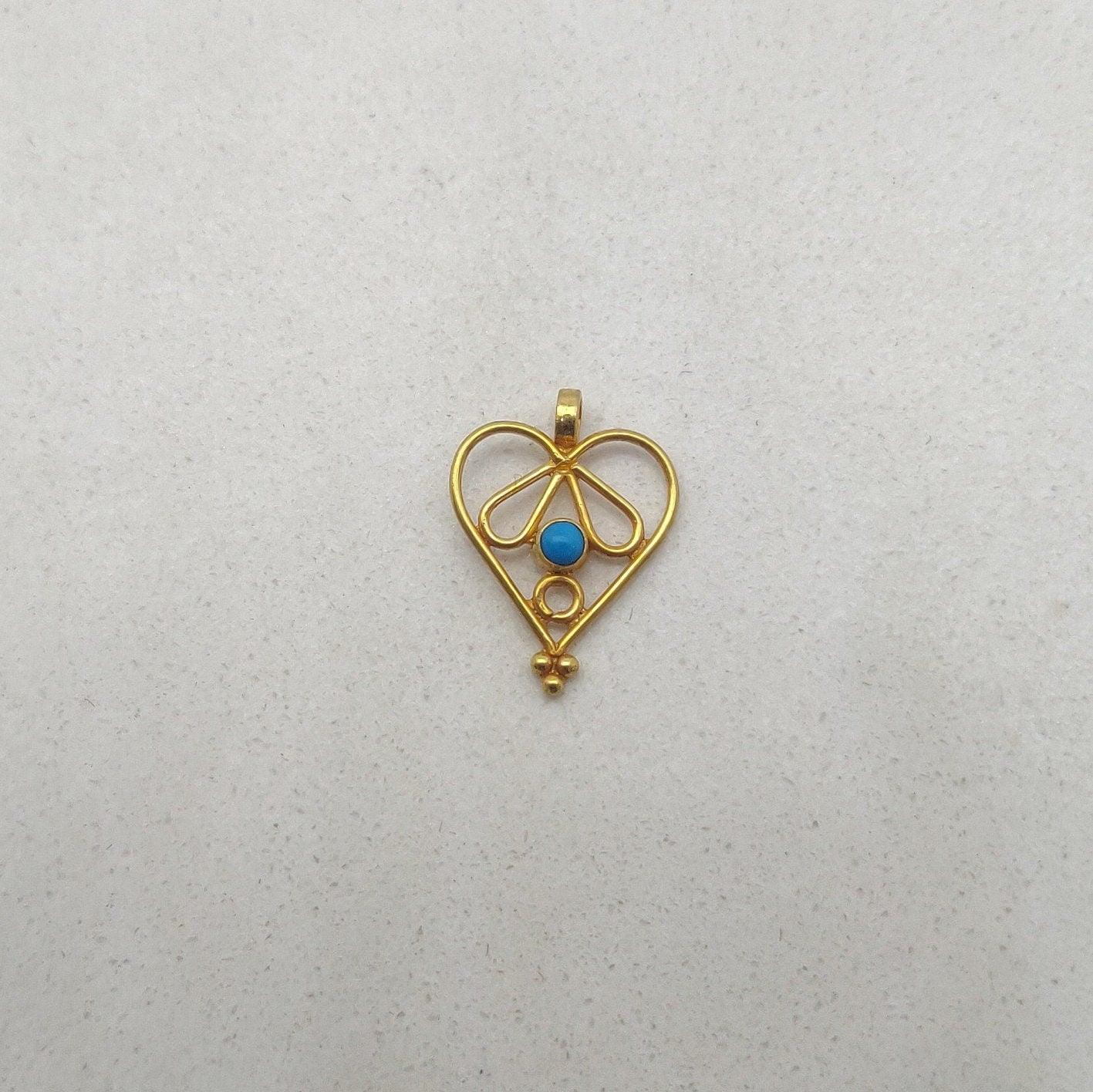 Love Heart Charm 18k Gold Pendant - Kanika Creations