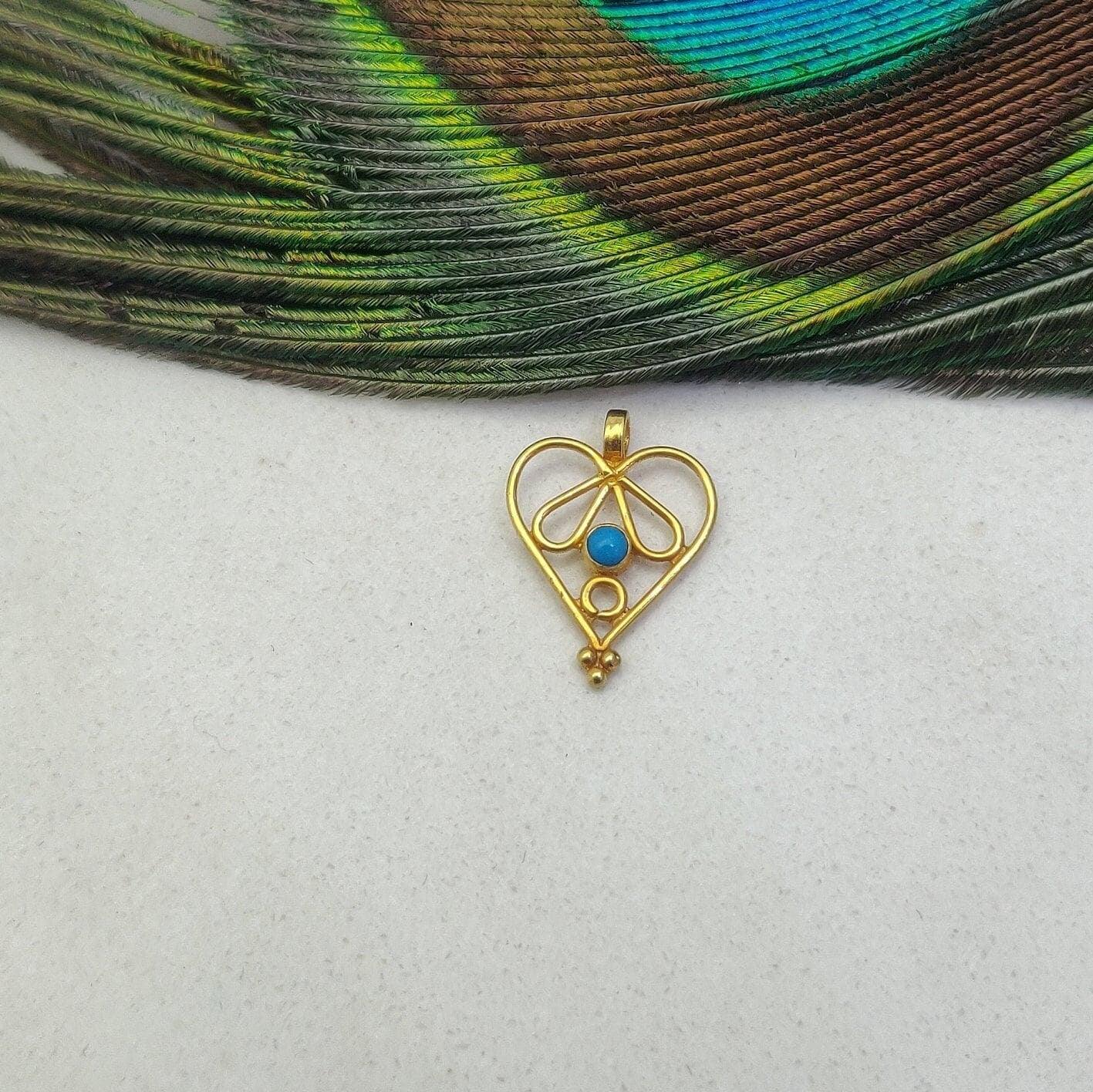 Love Heart Charm 18k Gold Pendant - Kanika Creations
