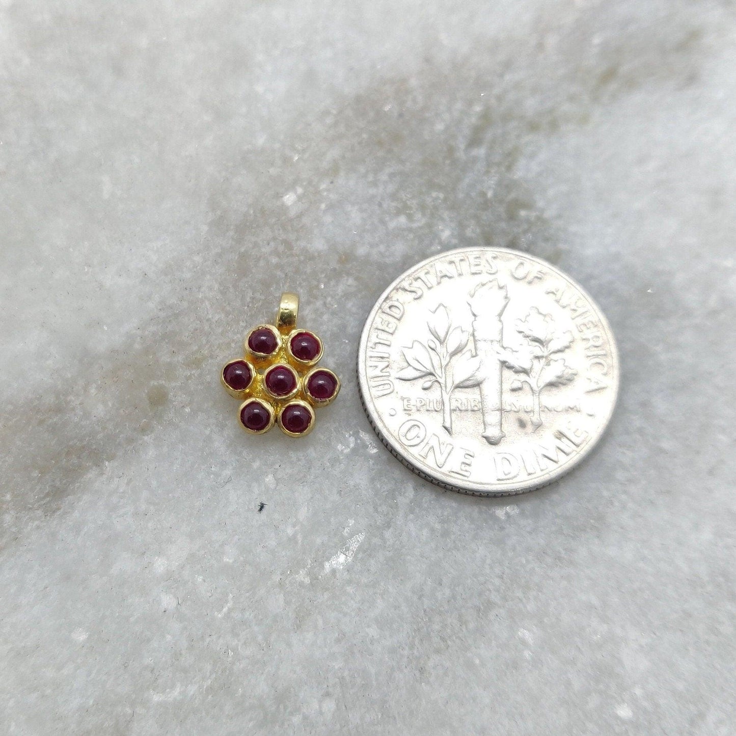 Ruby 18k Gold Charm Pendant For Necklace Bracelet Charm - Kanika Creations