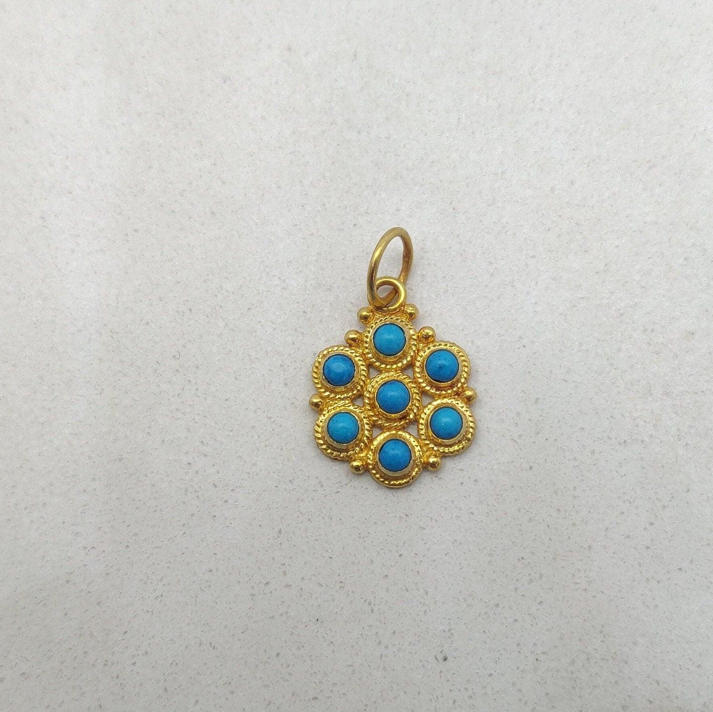 Antique Style 18k Yellow Gold Pendant With Stone - Kanika Creations