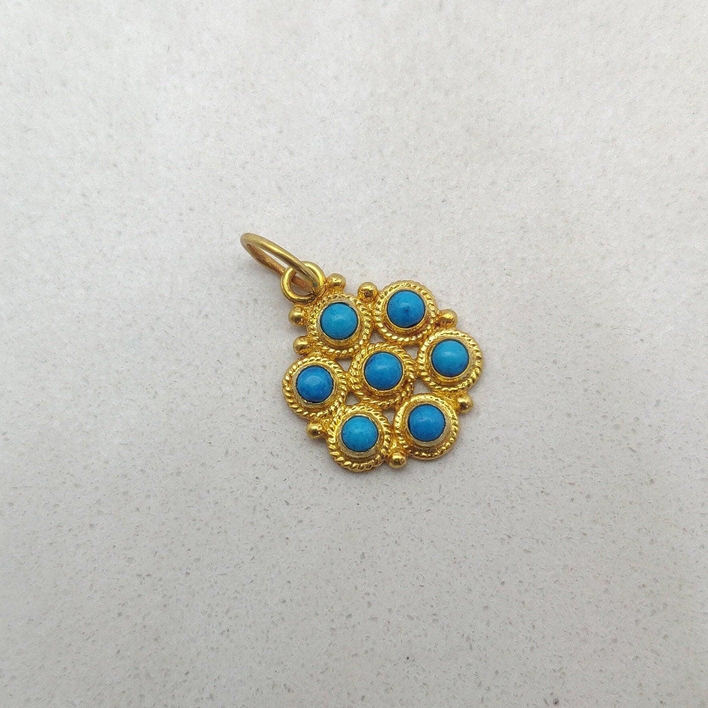 Antique Style 18k Yellow Gold Pendant With Stone - Kanika Creations