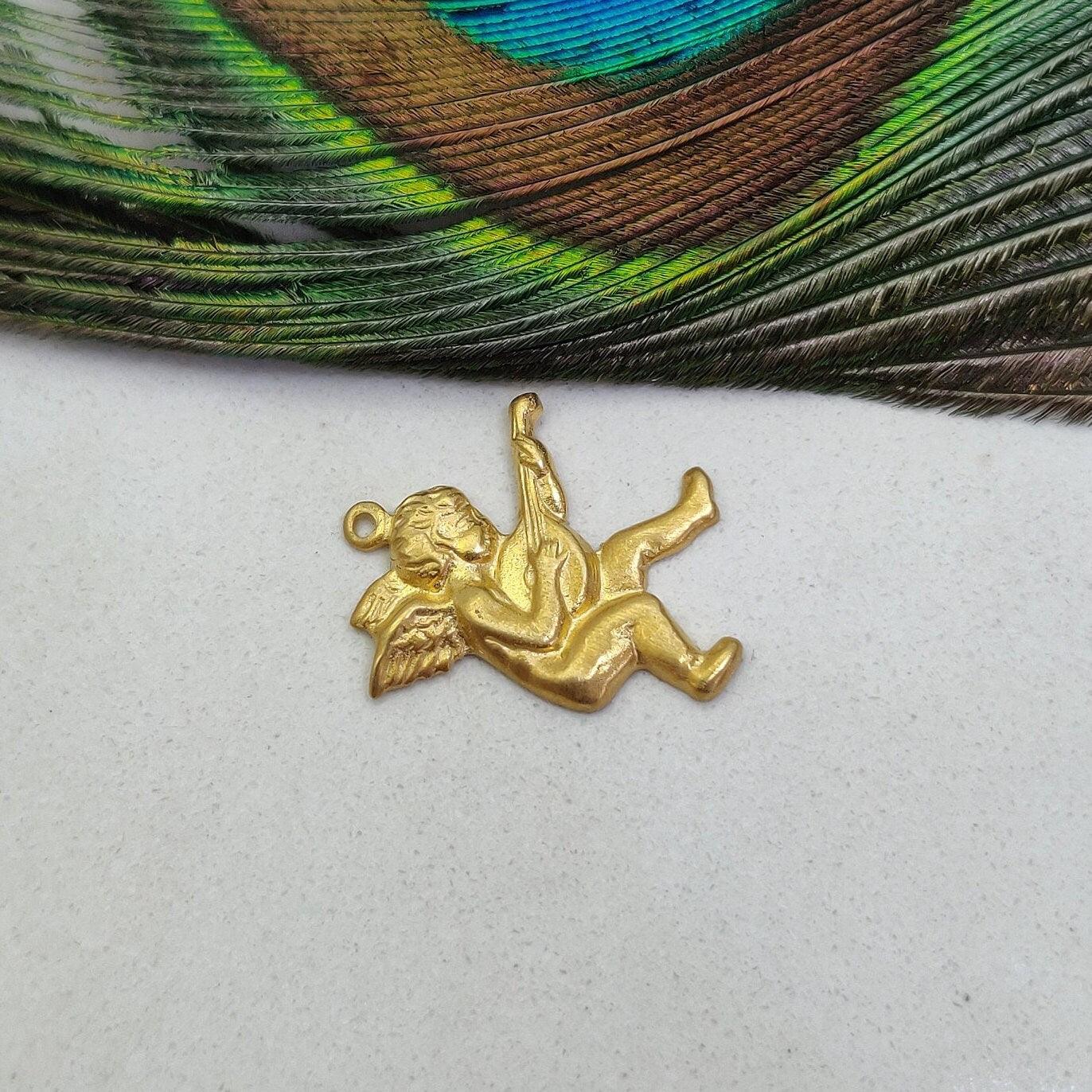 18k Gold Baby Angel Charm Baby pendant - Kanika Creations