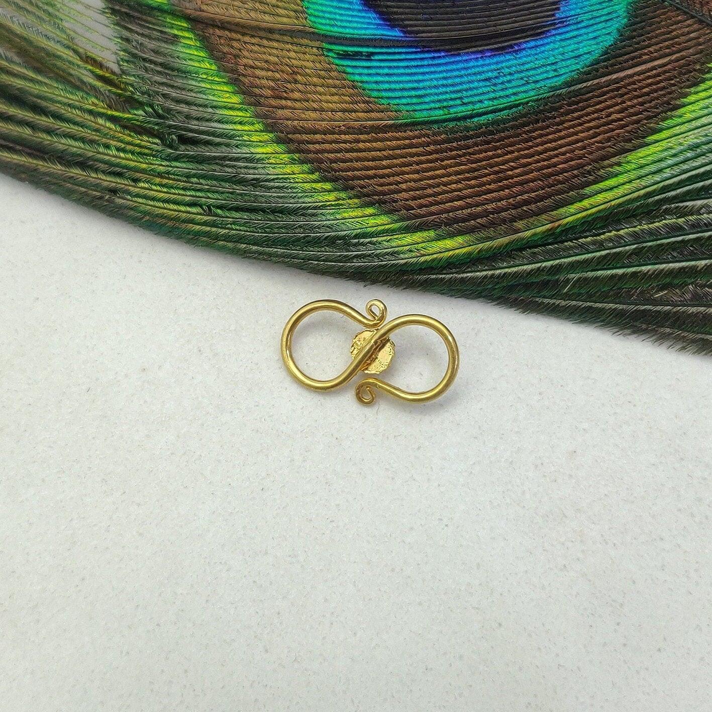 18k Yellow Gold Antique Stone S Clasp Lock Findings 16mm - Kanika Creations