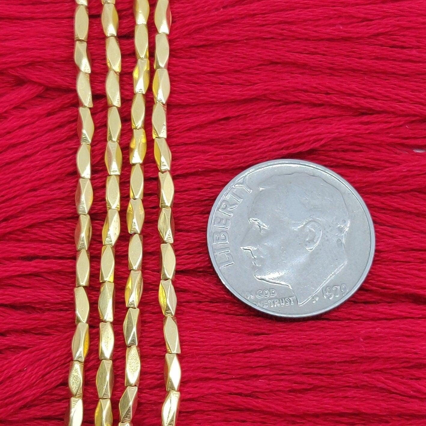18K Yellow Gold faceted Tube Spacer Finding Beads Sold as 4 Pcs - Kanika Creations