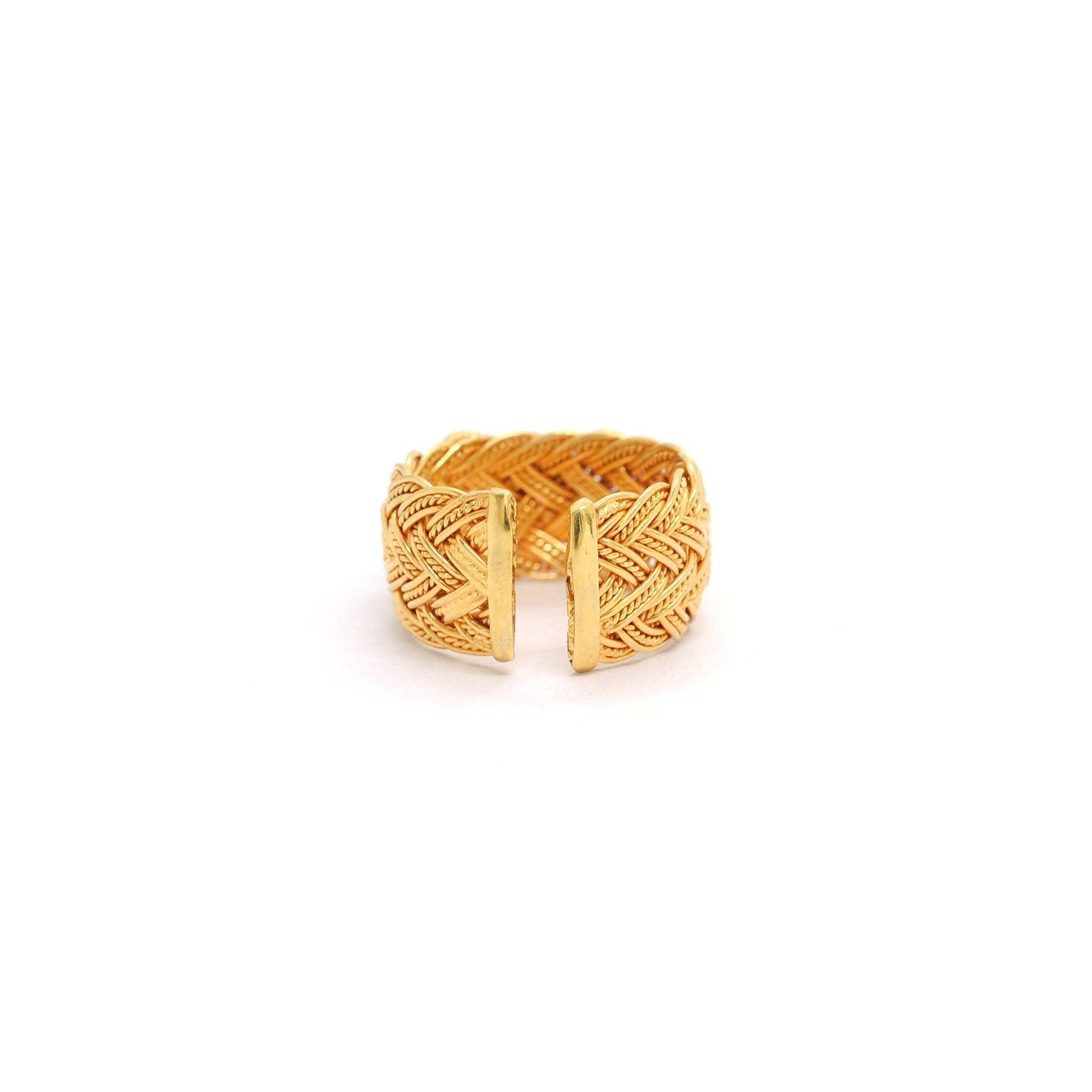 18k Solid Yellow Gold Ruby Vintage Adjustable Band Ring - Kanika Creations