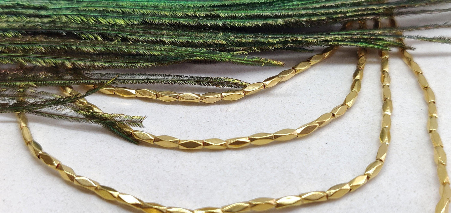 18K Yellow Gold faceted Tube Spacer Finding Beads Sold as 4 Pcs - Kanika Creations