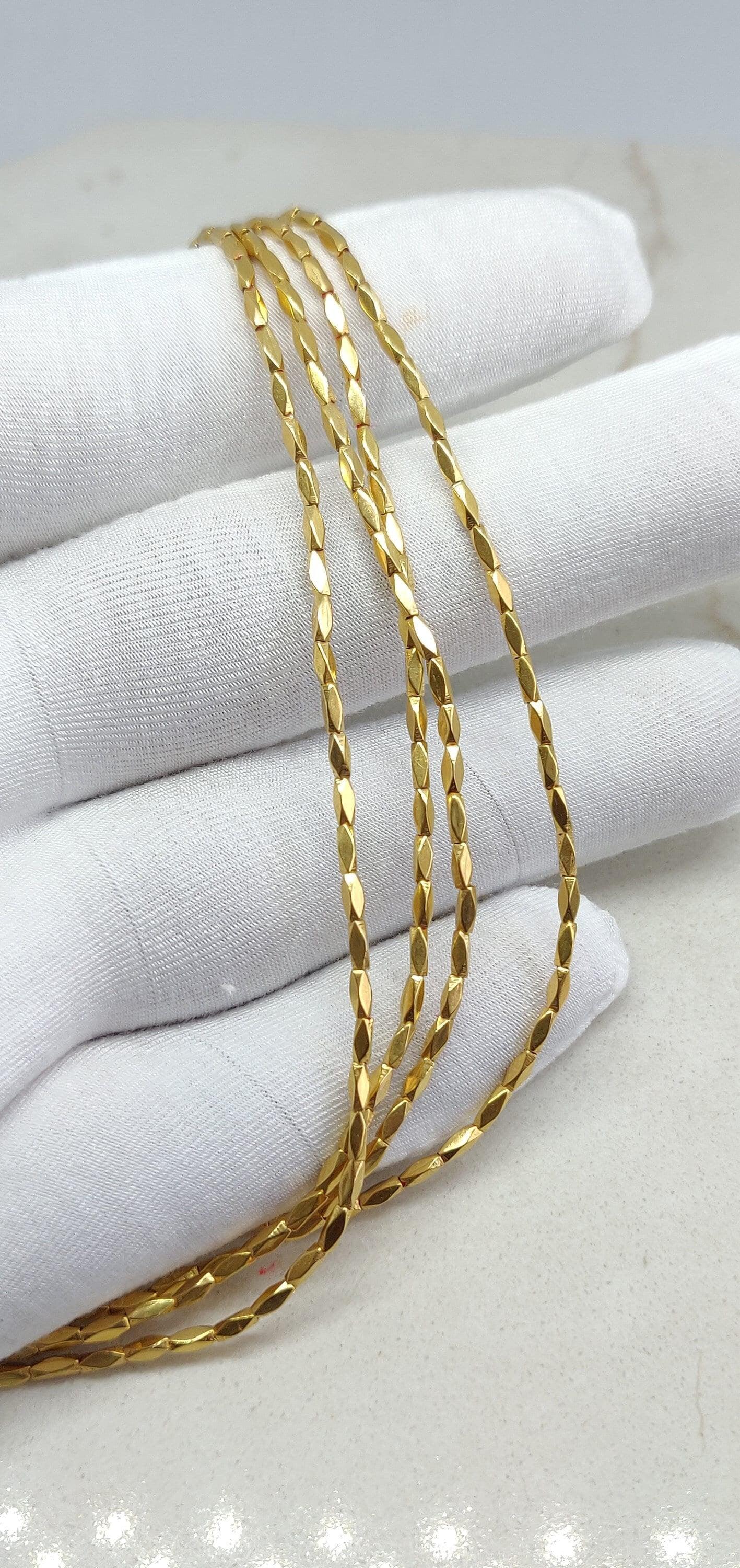 18K Yellow Gold faceted Tube Spacer Finding Beads Sold as 4 Pcs - Kanika Creations