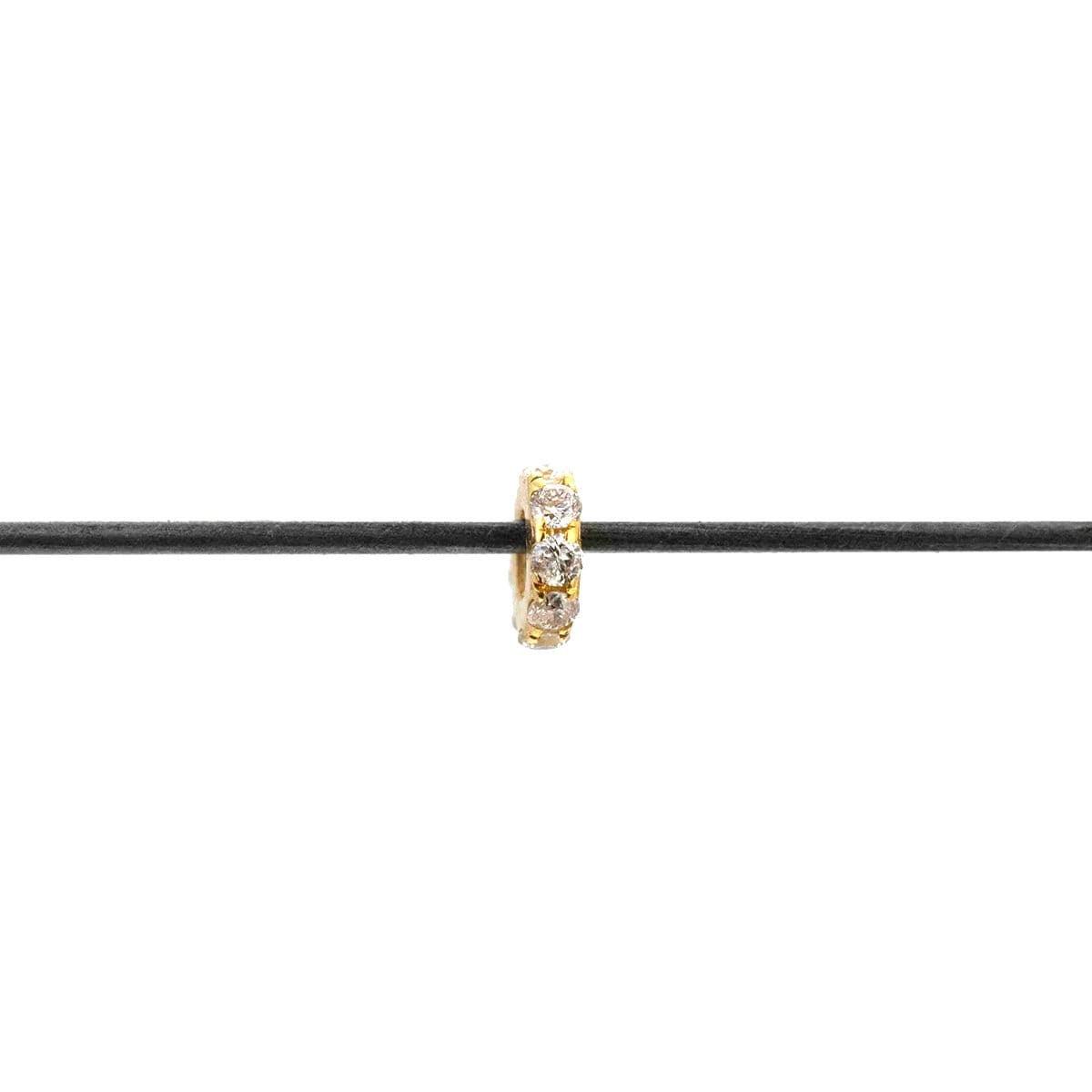 4MM 14k Yellow Gold Pave Diamond Wheel Spacer Beads - Kanika Creations
