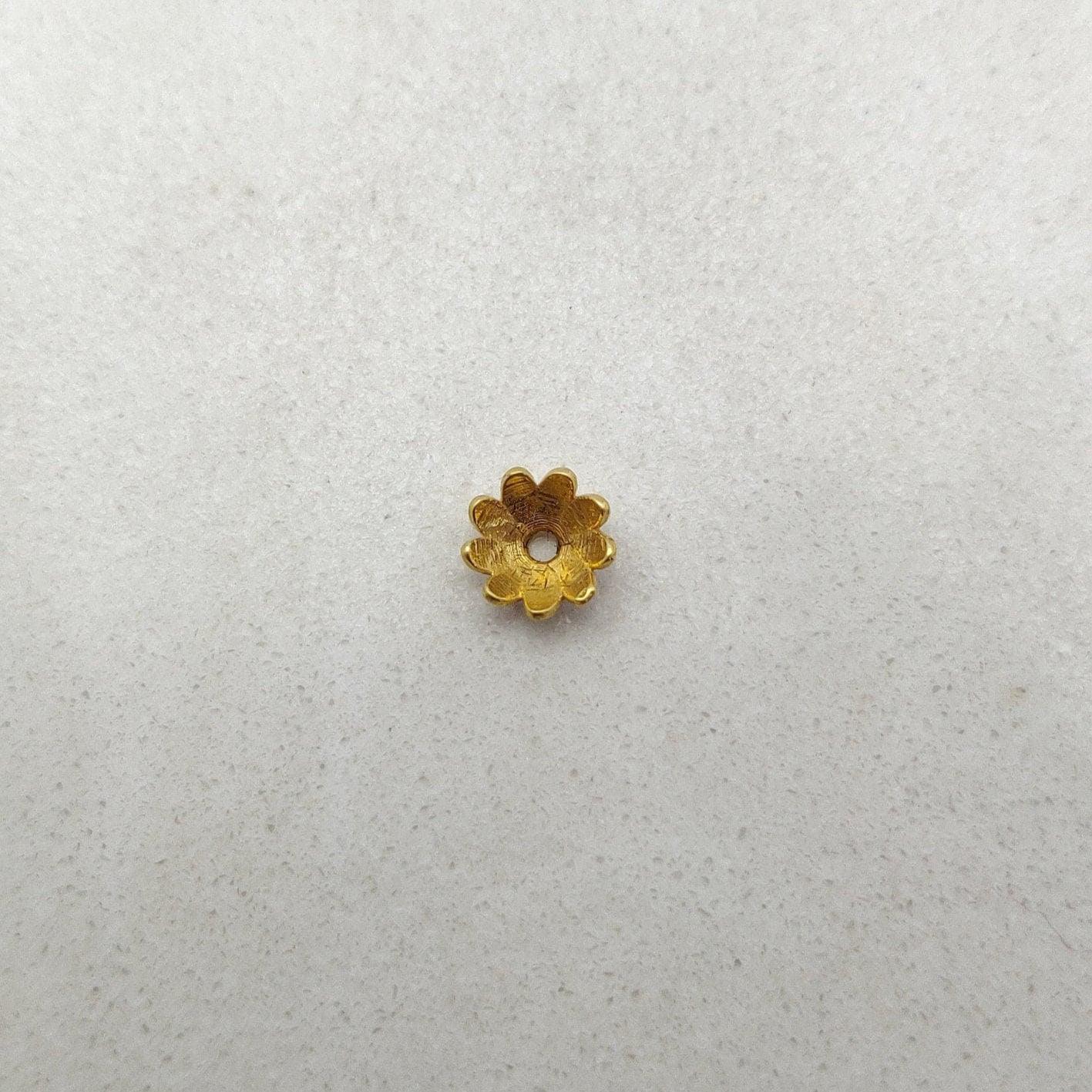 18k Yellow Gold Floral Beads Cap Making DIY Craft Supplies - Kanika Creations