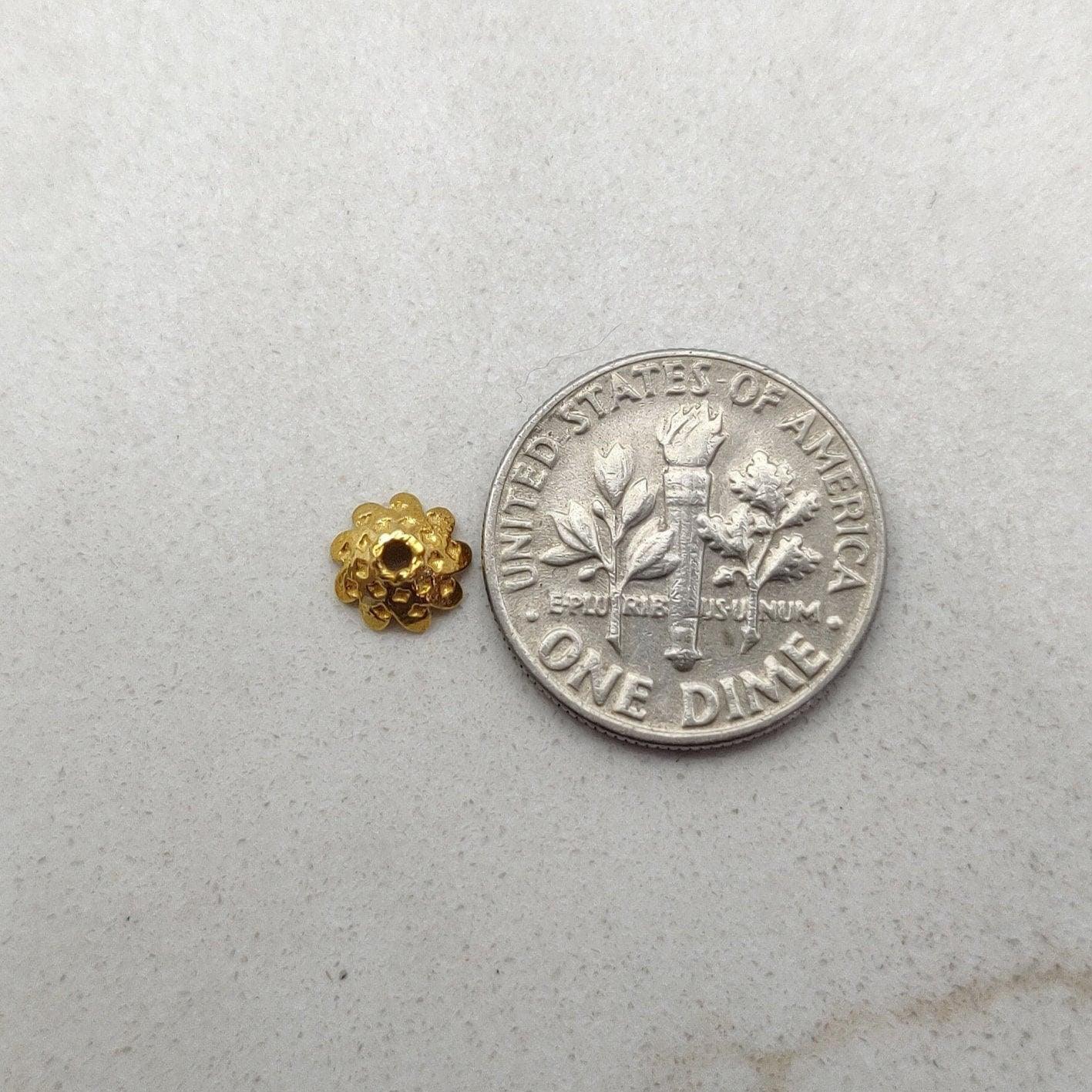 18k Yellow Gold Floral Beads Cap Making DIY Craft Supplies - Kanika Creations